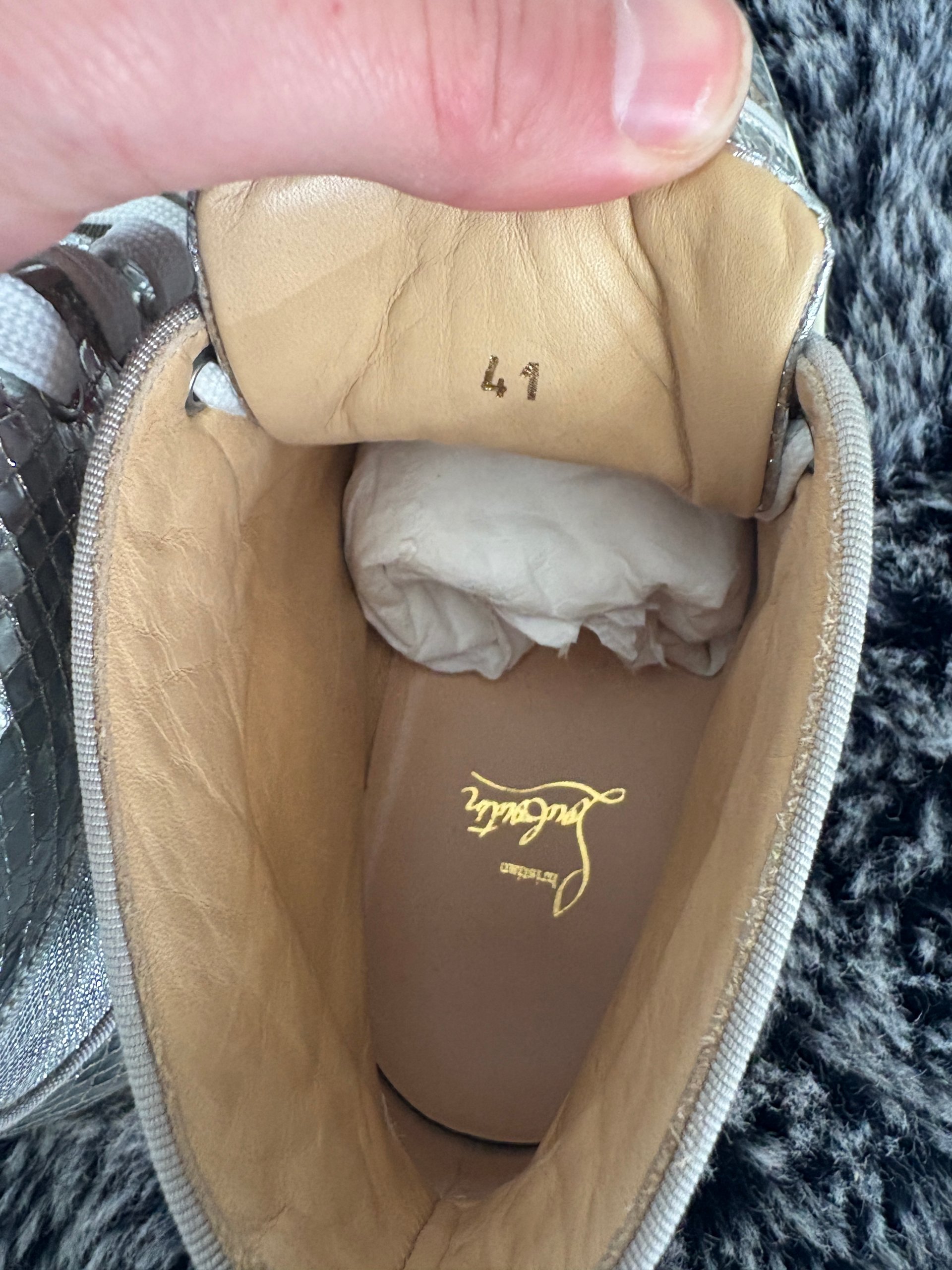 Christian Louboutin Zilveren Hoge Sneakers Leer EU 41 image 5