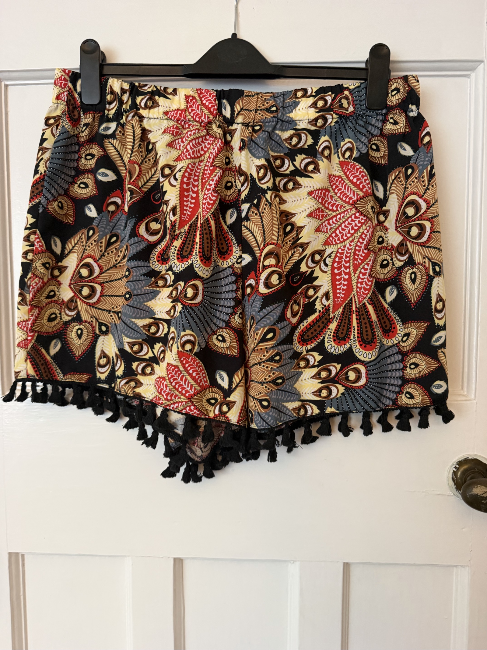 Multi Colour Women's 2XL Floral Pattern Tassel Hem Polyester Shorts image 3