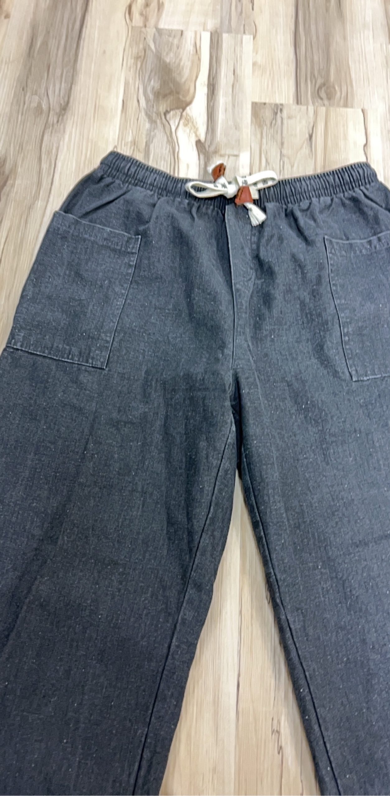 Unbranded Grey Cargo Pants XL Elastic Waist Drawstring Pockets image 2
