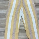 Standard Cloth Yellow Beige & White Stripe Wide Leg Pants Medium