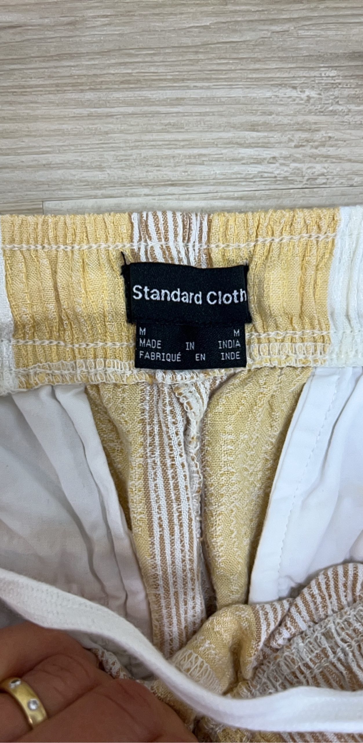 Standard Cloth Yellow Beige & White Stripe Wide Leg Pants Medium image 3