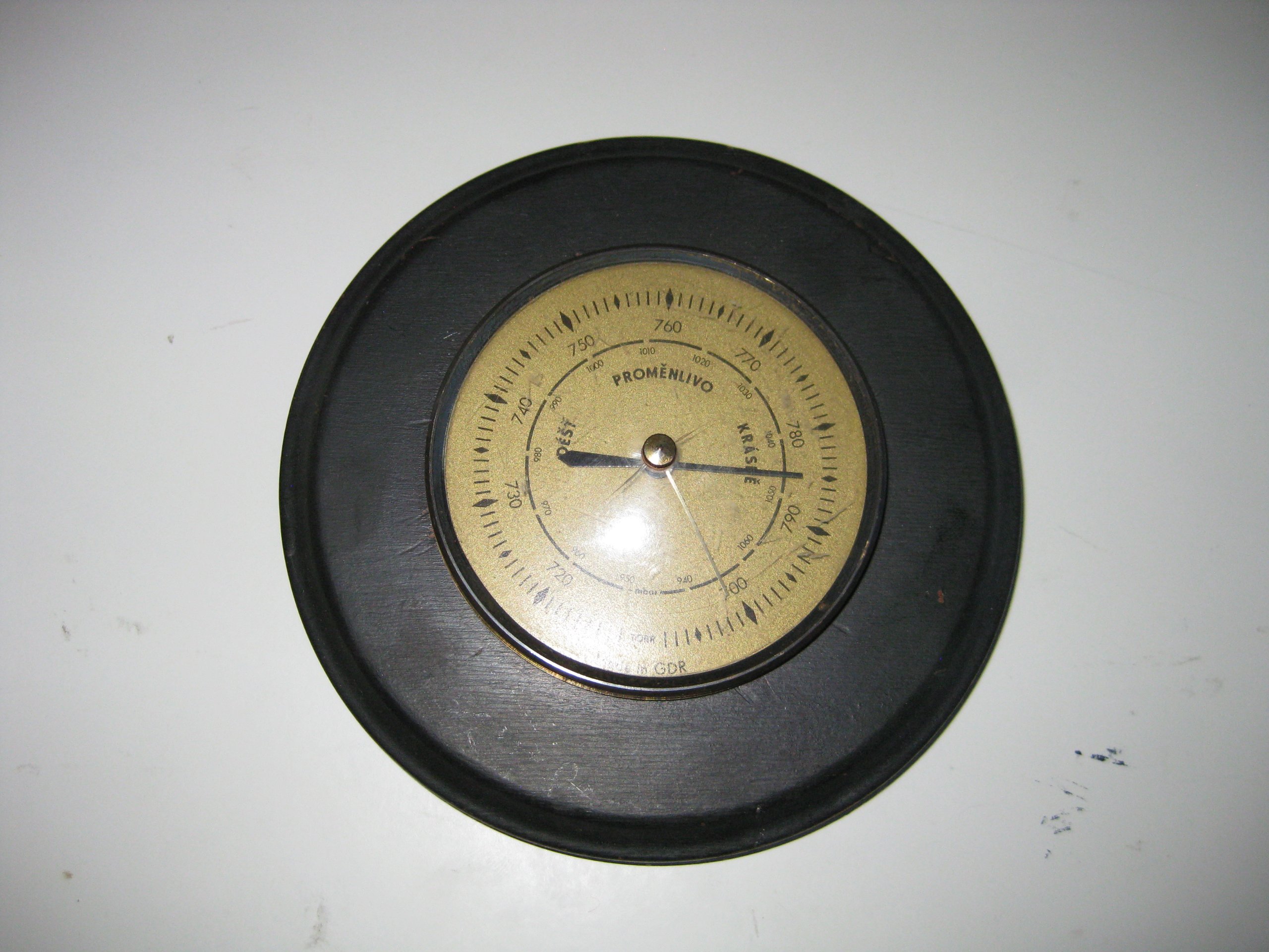 Vintage PROMĚNLIVO Barometer Round Black Wall Mount