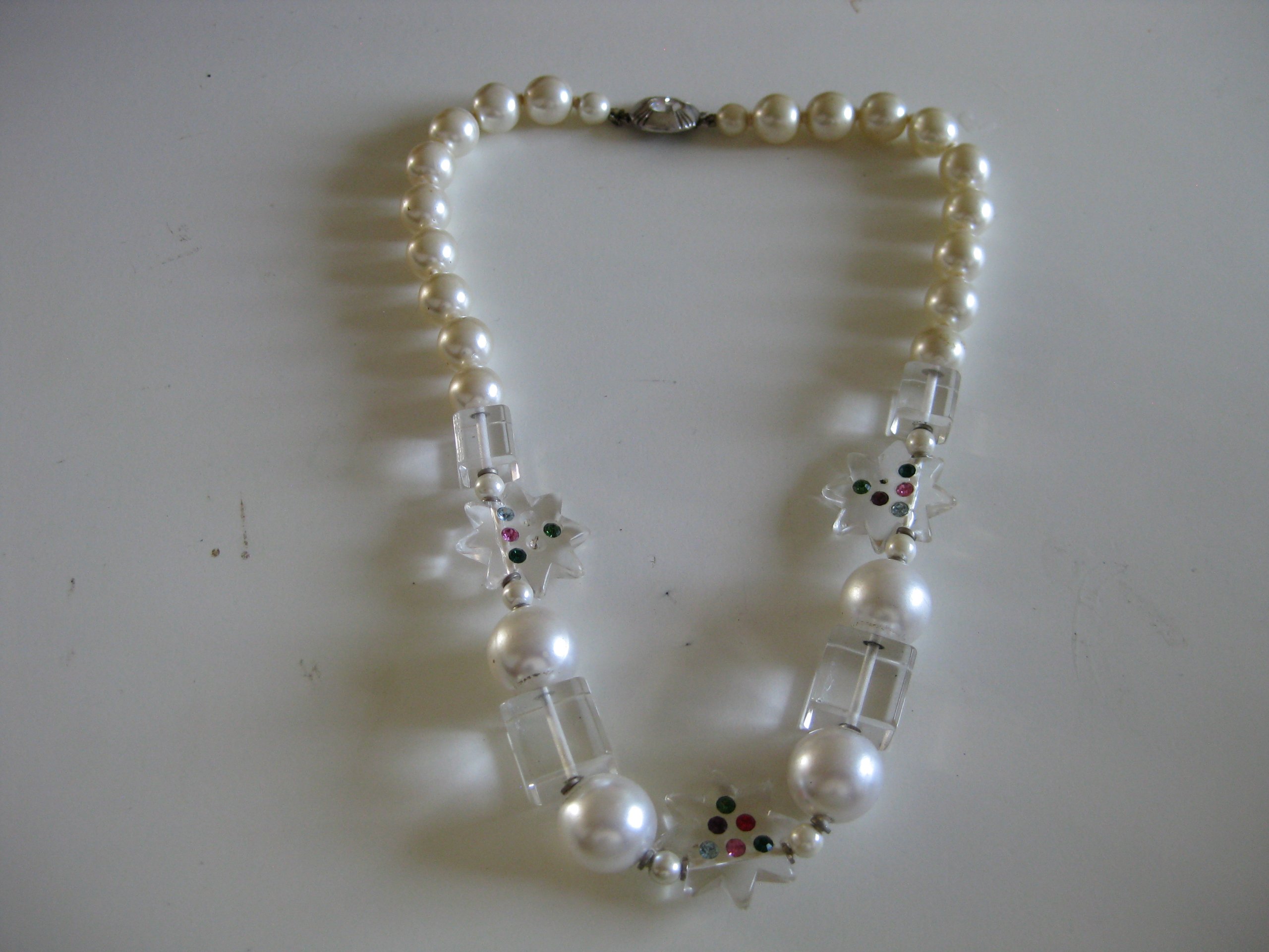 Pearl & Crystal Clear Beaded Necklace Multi Colour Women image 3