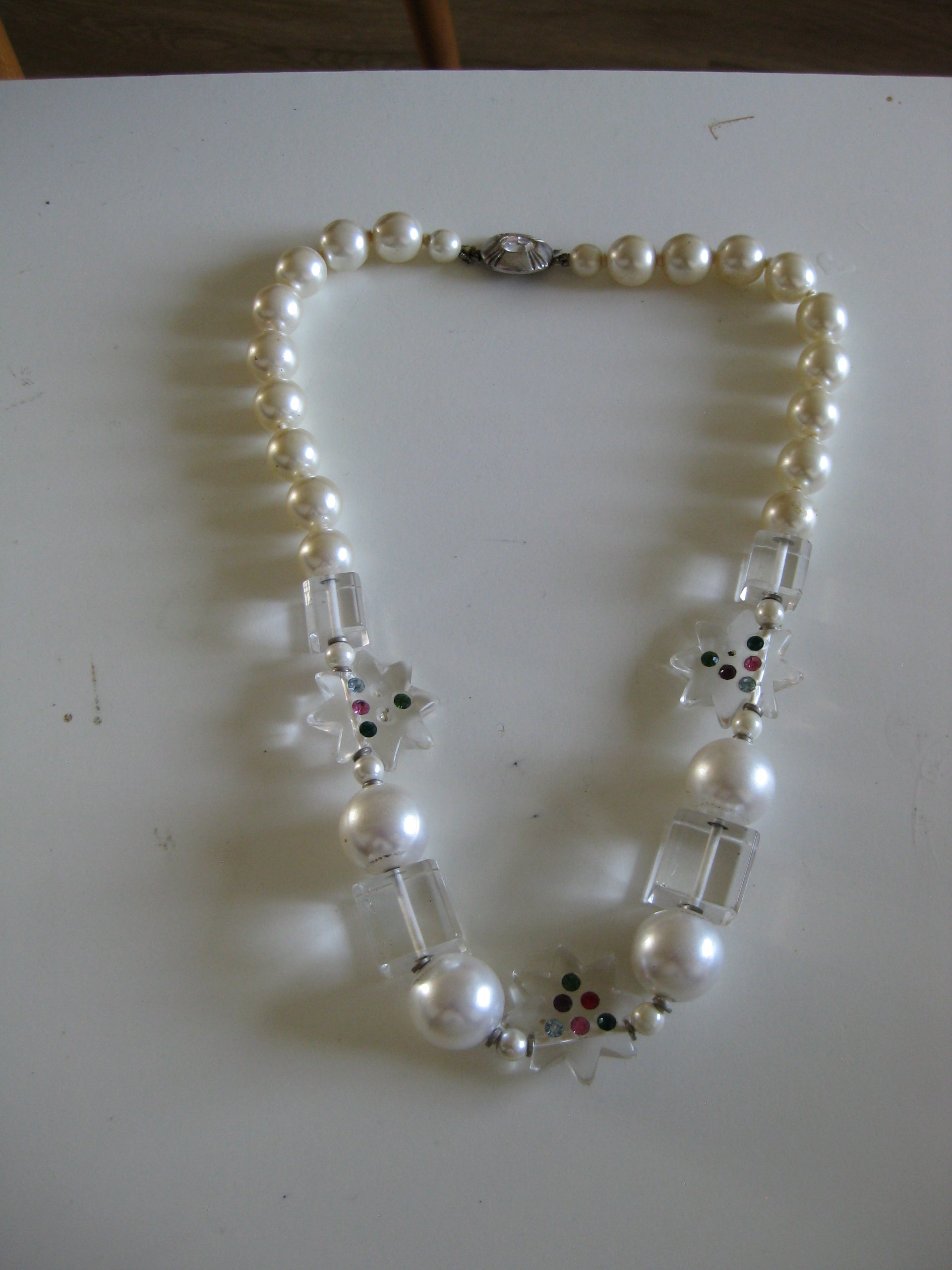 Pearl & Crystal Clear Beaded Necklace Multi Colour Women image 4