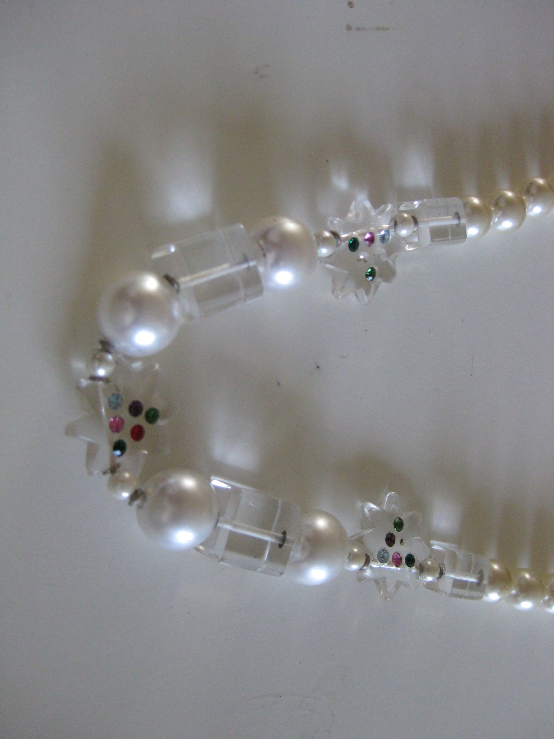 Pearl & Crystal Clear Beaded Necklace Multi Colour Women image 5