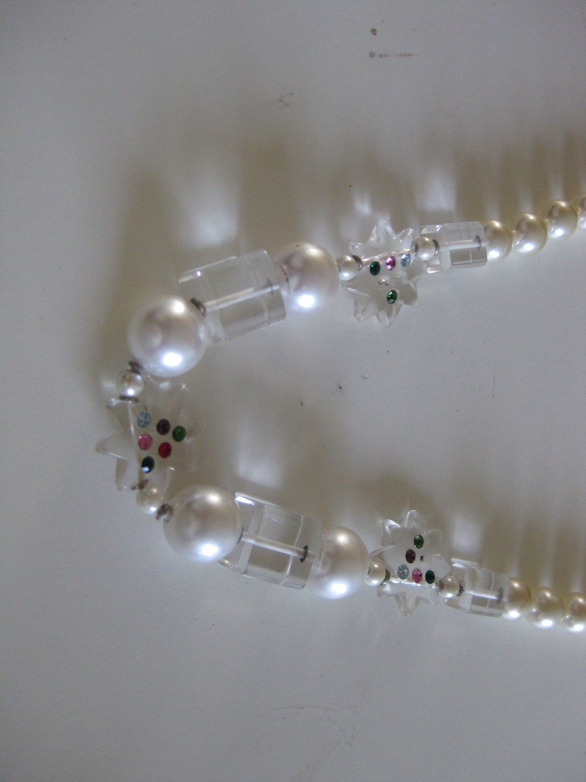 Pearl & Crystal Clear Beaded Necklace Multi Colour Women image 6