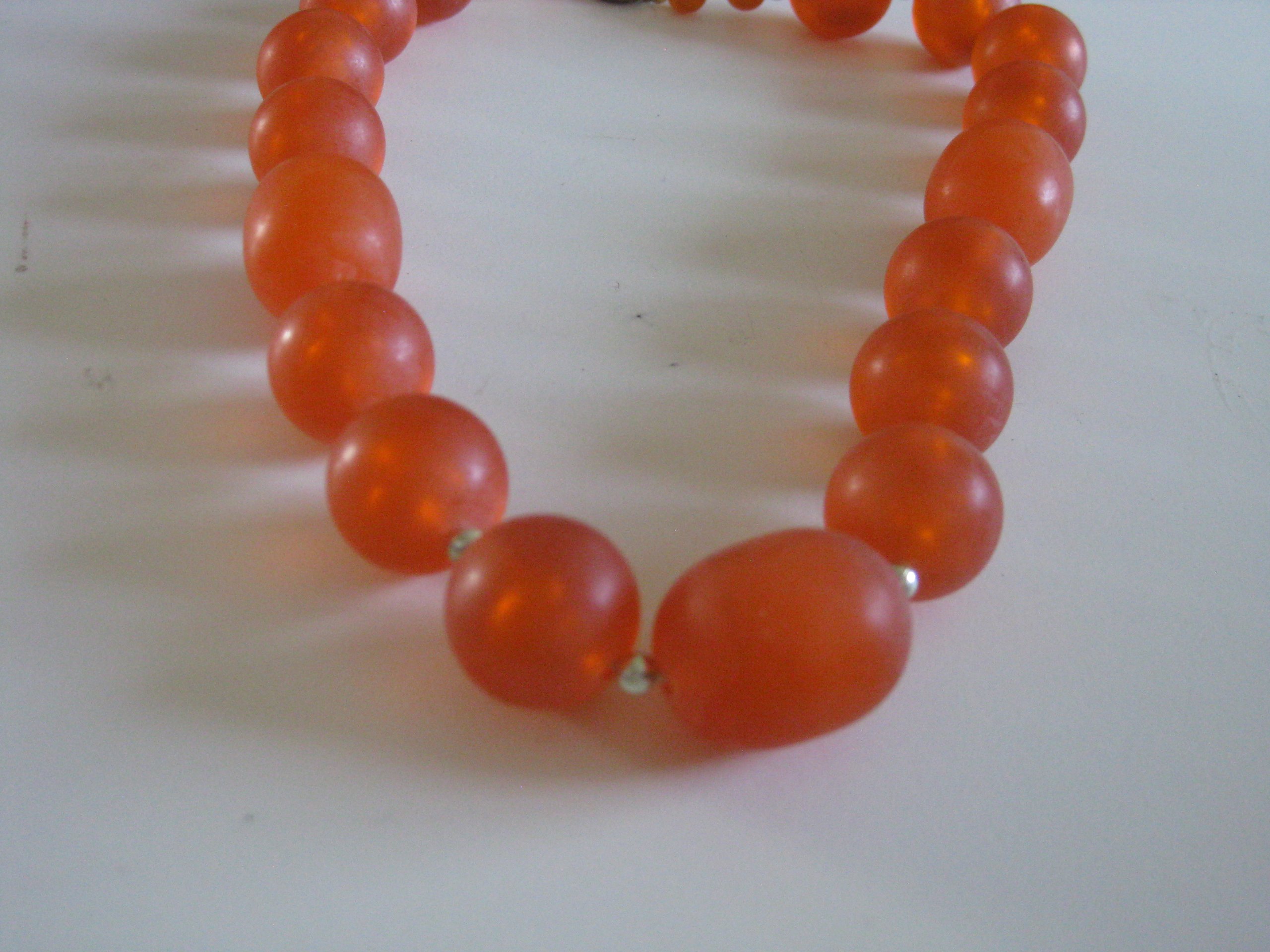 Orange Bead Necklace Vintage image 2