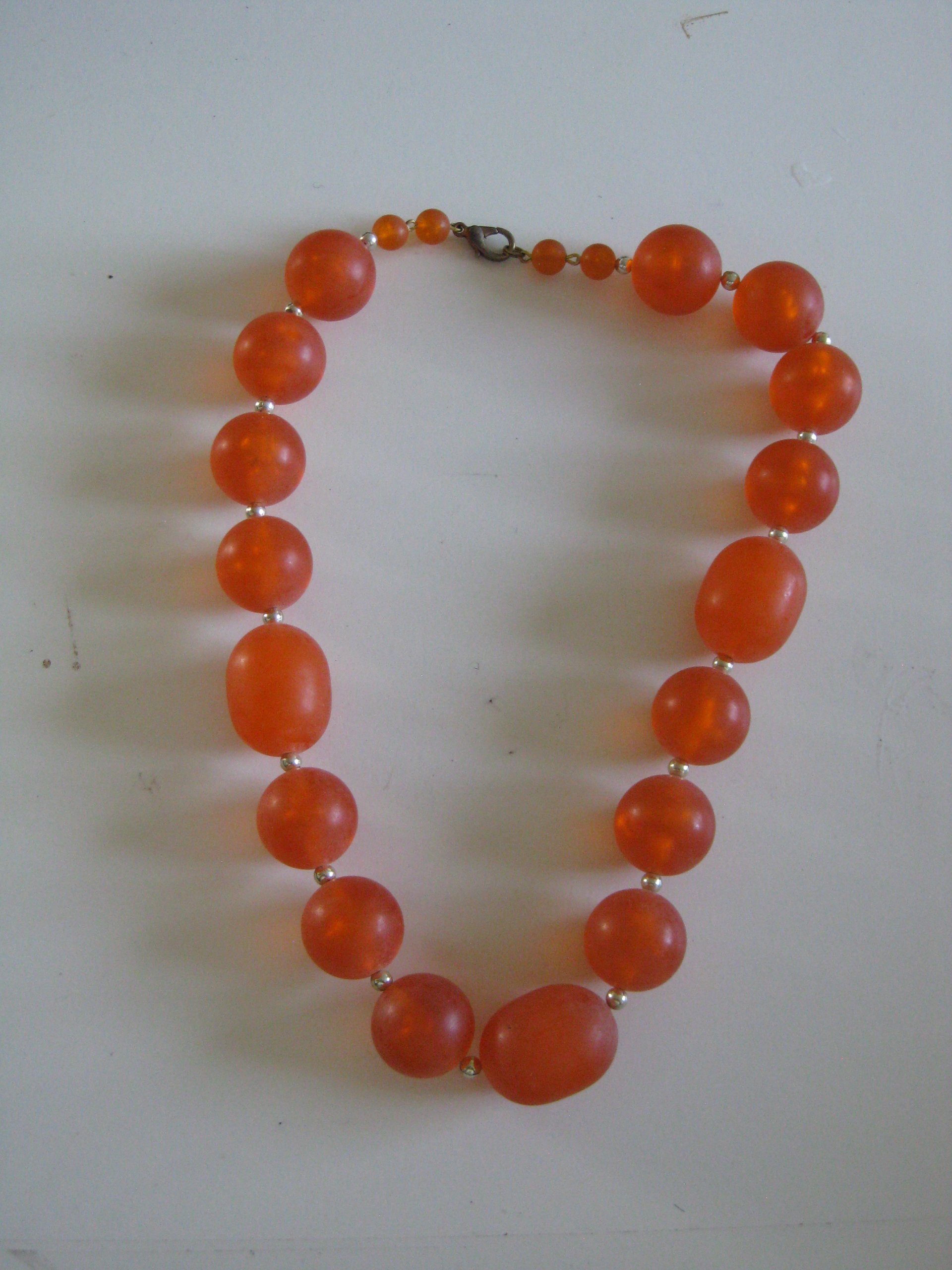 Orange Bead Necklace Vintage image 5