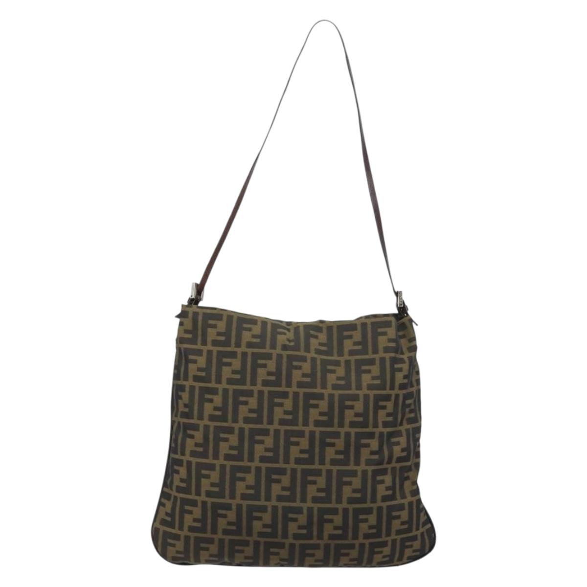 Borsa a tracolla FENDI Zucca in tela marrone nero originale ARZ776