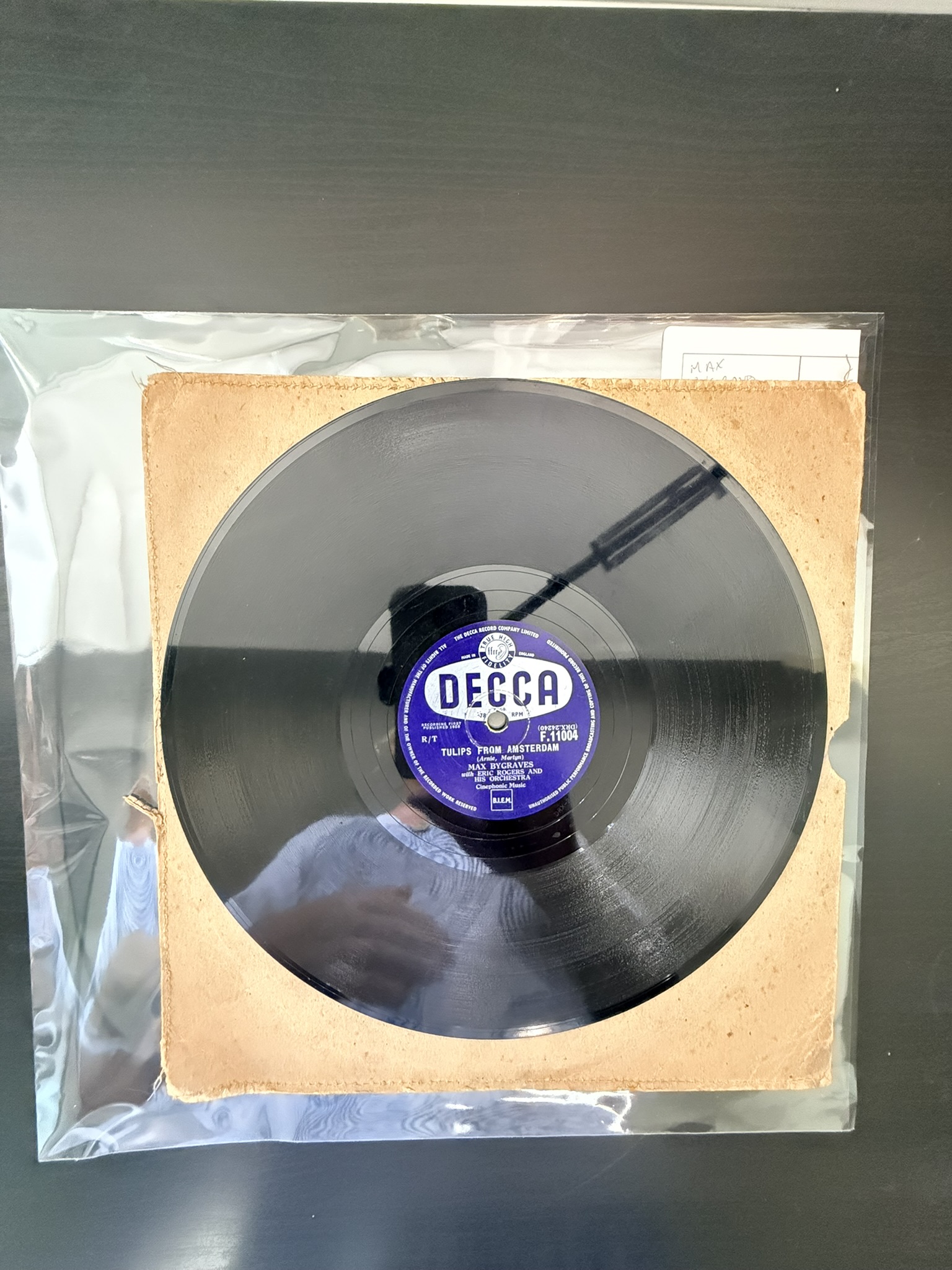 Max Bygraves Decca 78RPM Single Tulips from Amsterdam & You Need Hands Vintage