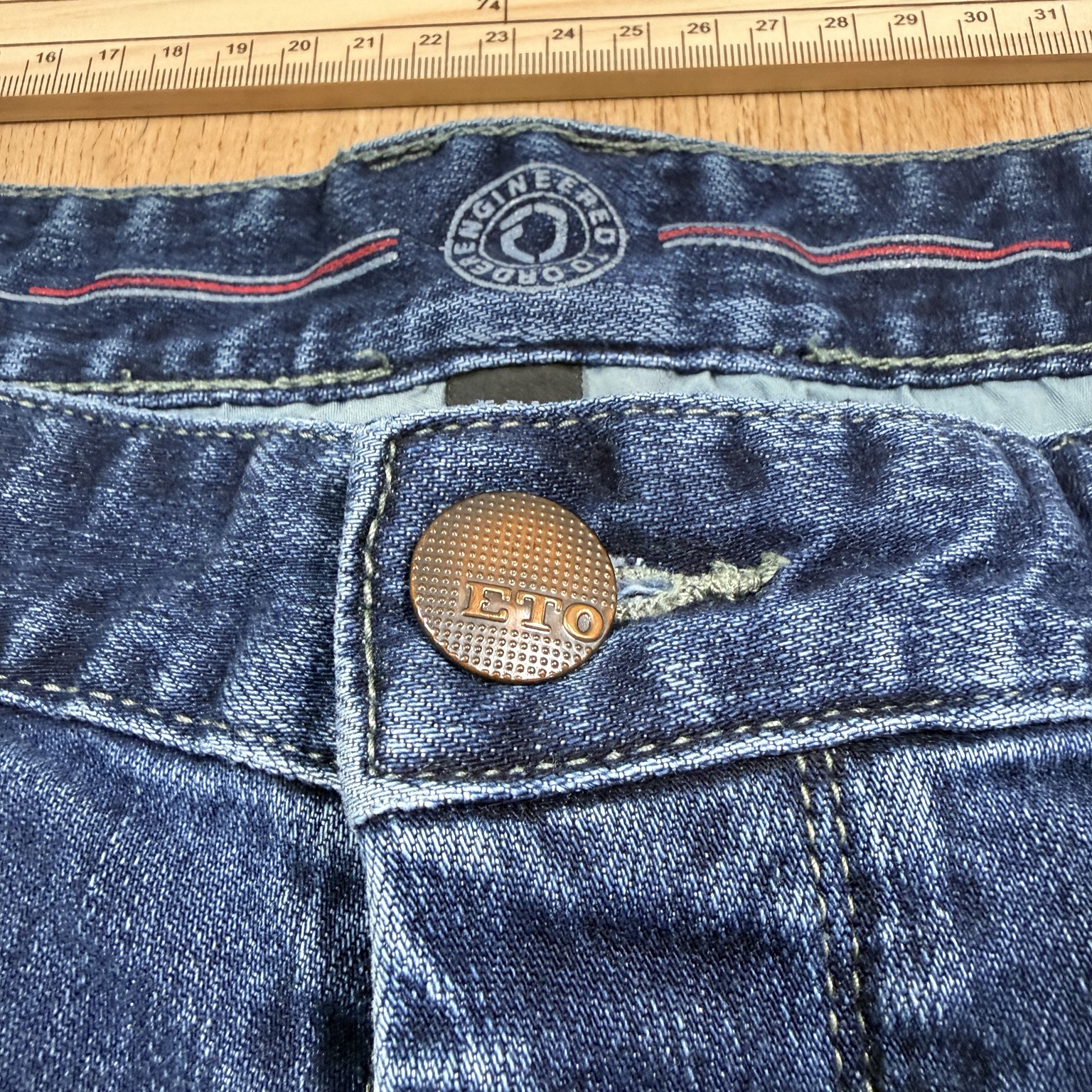 ETO Jeans Denim Blue Distressed Stretch Jeans 38L W36 L34 image 6