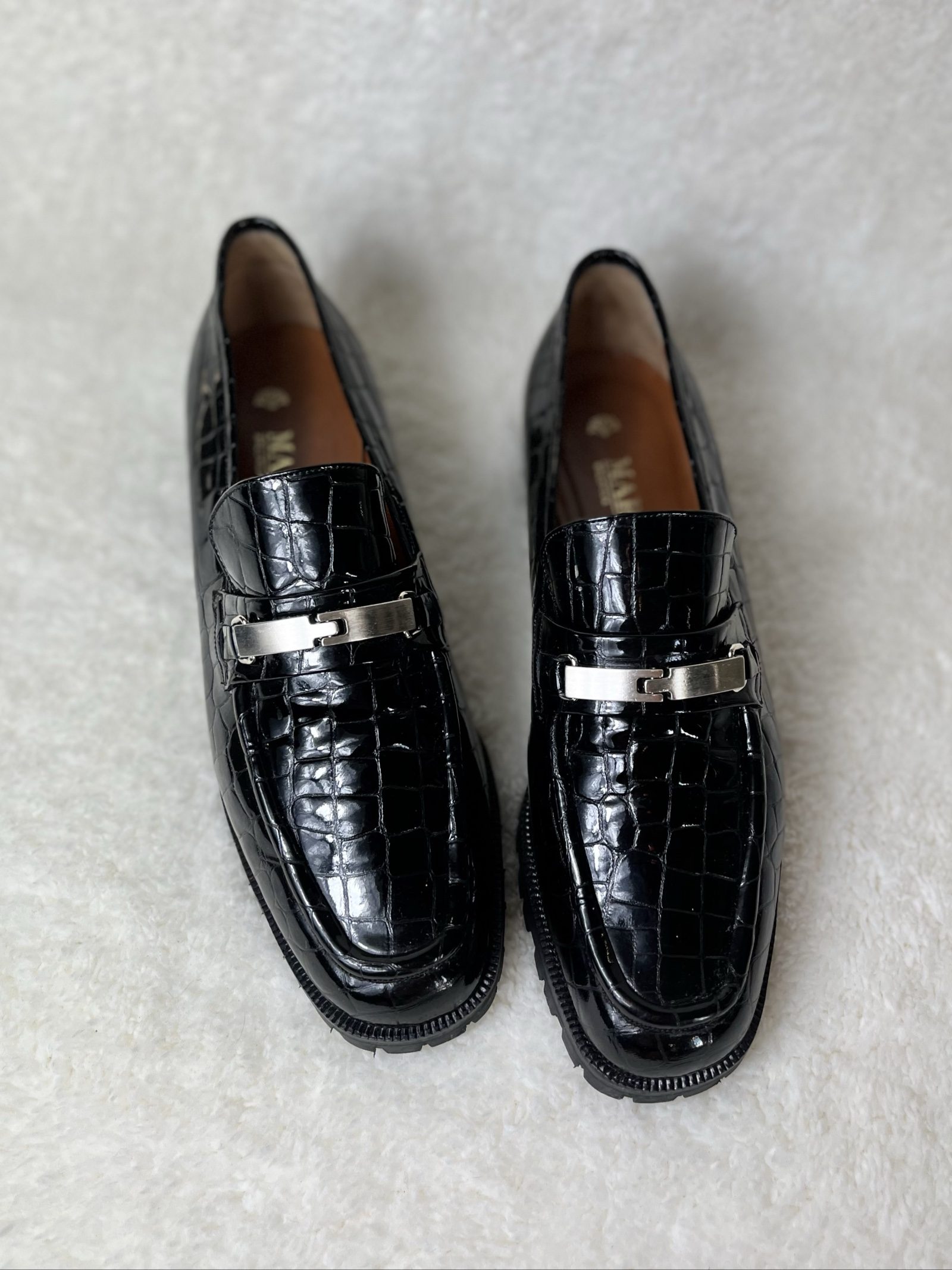 MAB Studio Bologna Croc embossed Patent leather Loafers Size 41,5 image 3