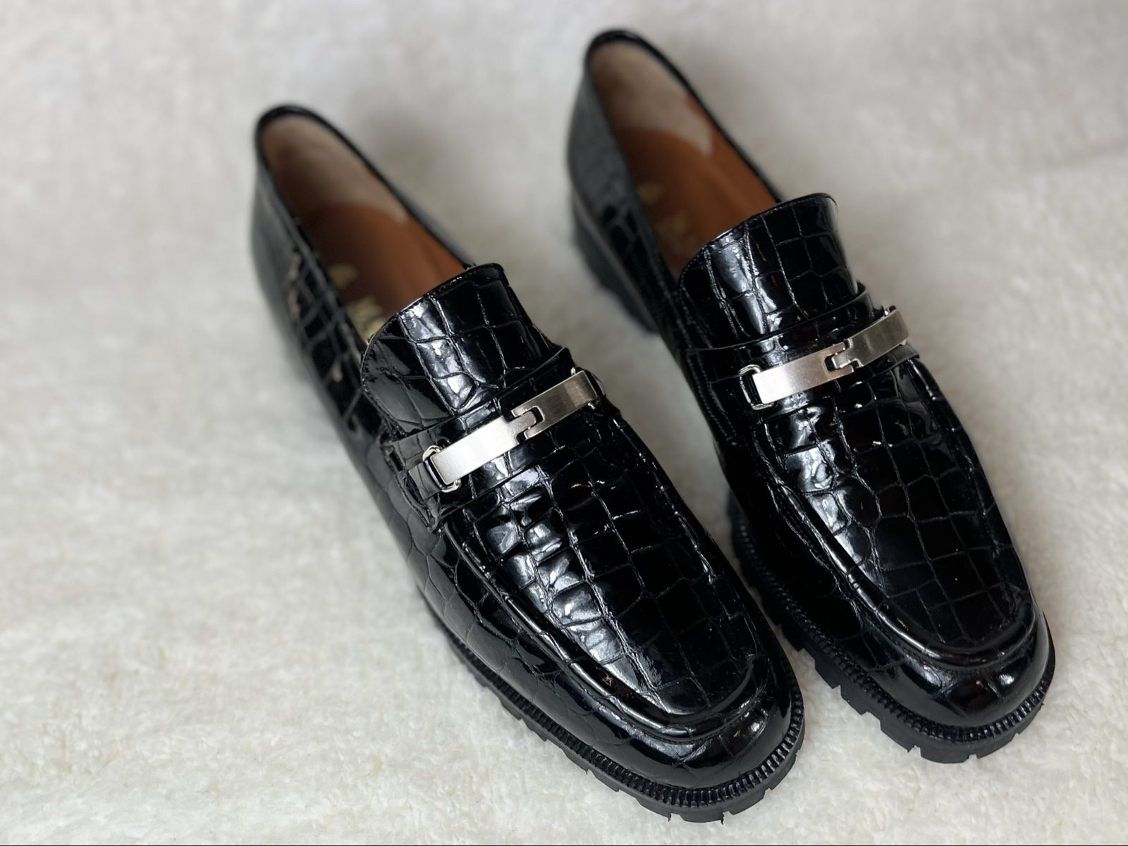 MAB Studio Bologna Croc embossed Patent leather Loafers Size 41,5 image 4