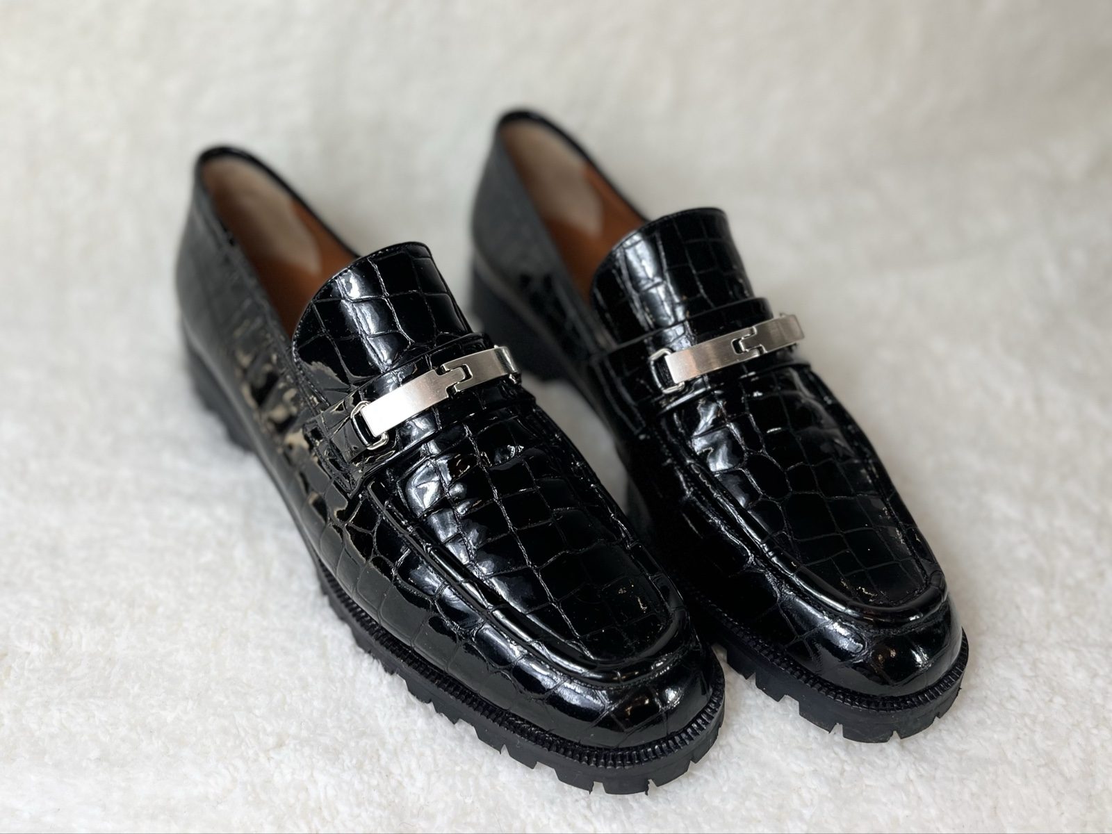 MAB Studio Bologna Croc embossed Patent leather Loafers Size 41,5 image 2