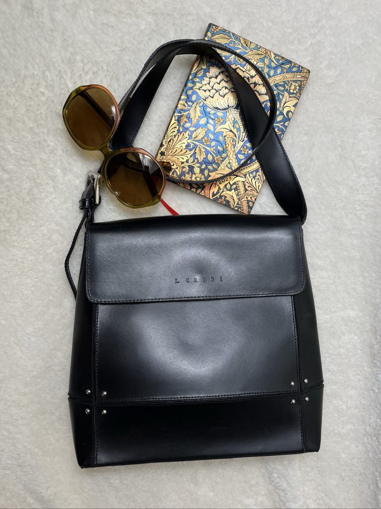 L Credi Real Leather Shoulder Bag studs quiet luxury minimalist
