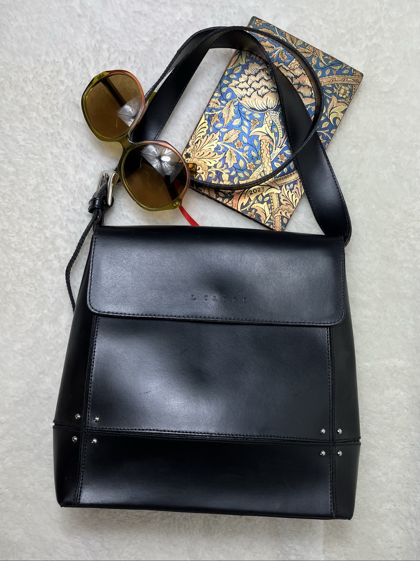 L Credi Real Leather Shoulder Bag studs quiet luxury minimalist image 2