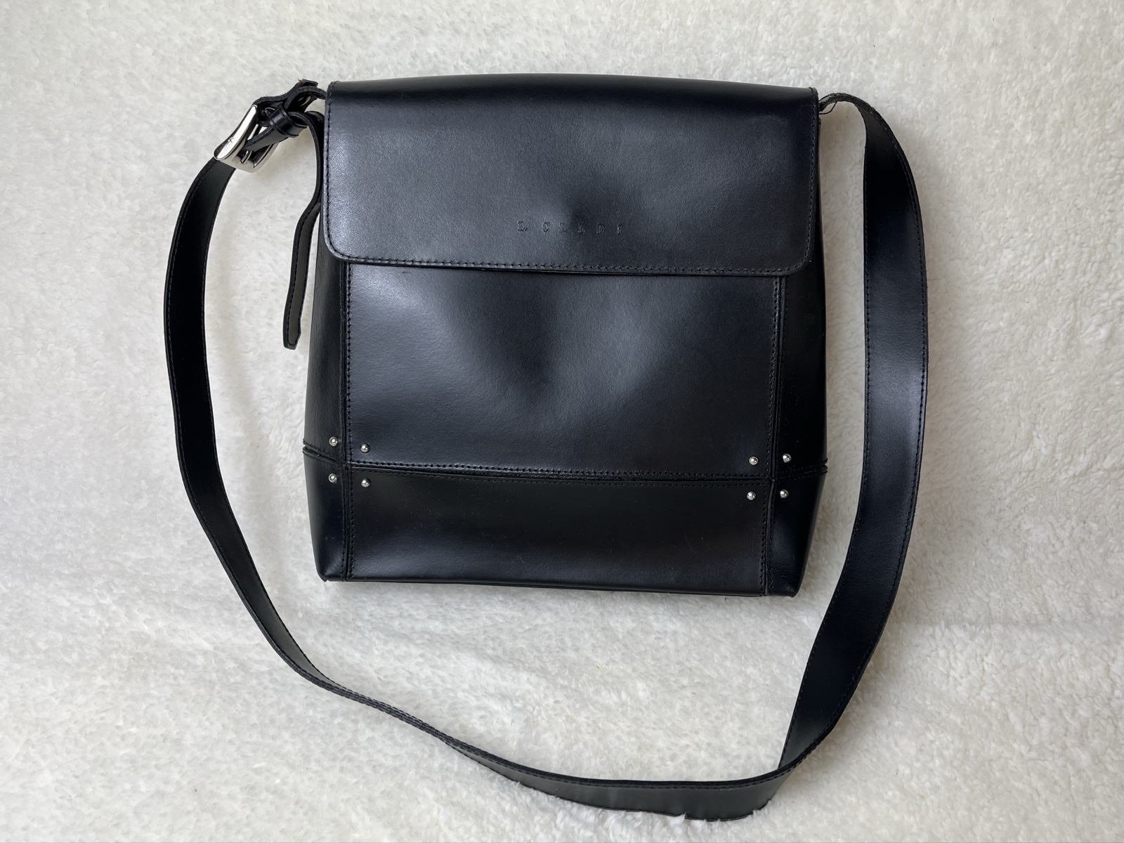 L Credi Real Leather Shoulder Bag studs quiet luxury minimalist image 6