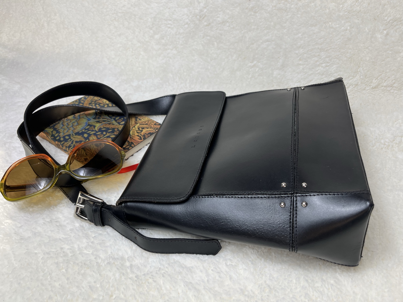L Credi Real Leather Shoulder Bag studs quiet luxury minimalist image 8