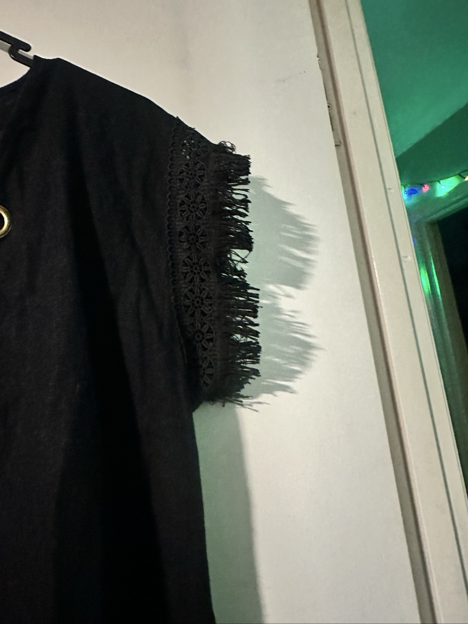 Steele Black Cotton Fringe Sleeve Dress Large image 4