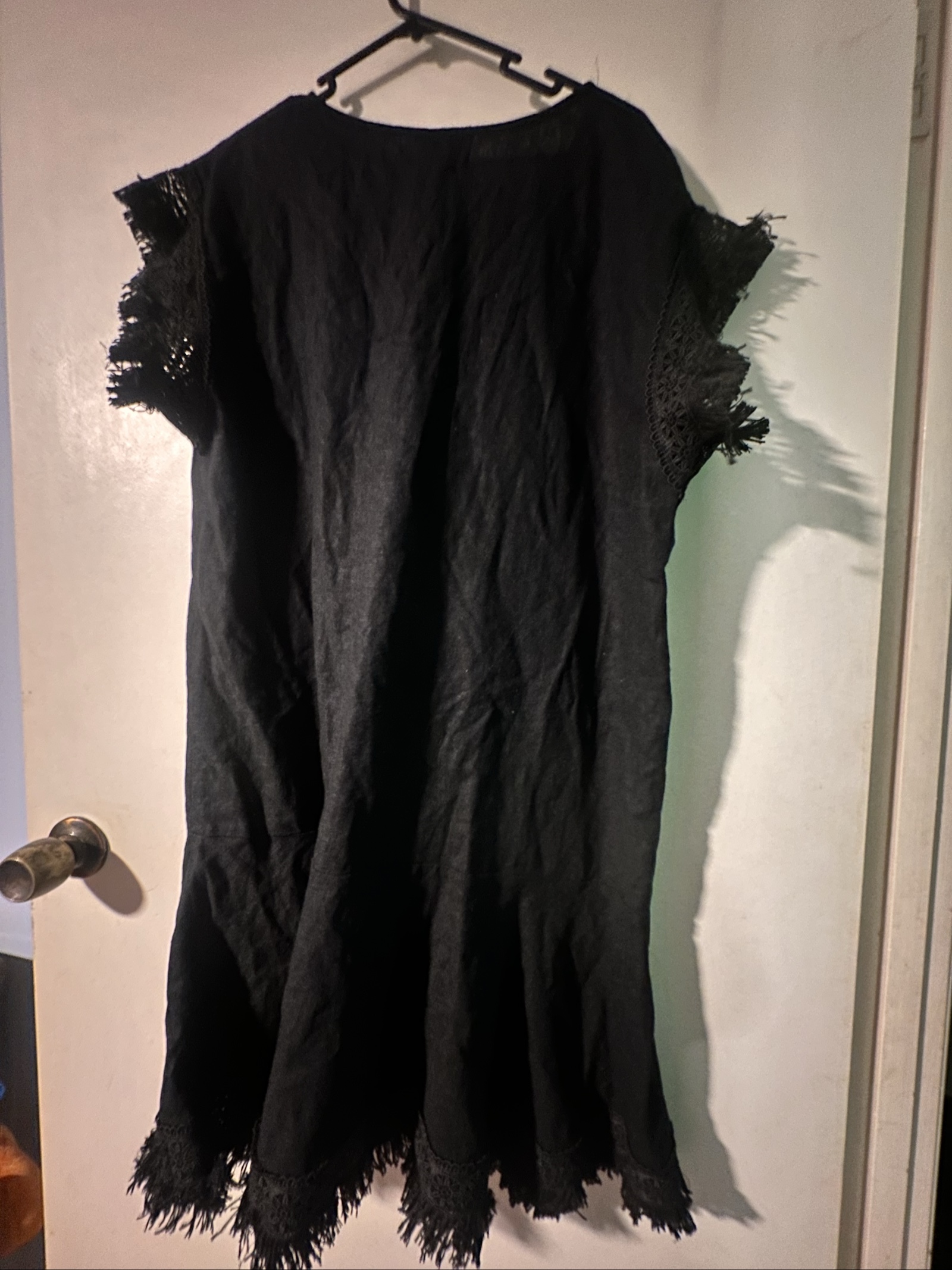 Steele Black Cotton Fringe Sleeve Dress Large image 5