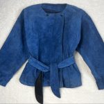 French vintage genuine leather Jacket Suede Belted