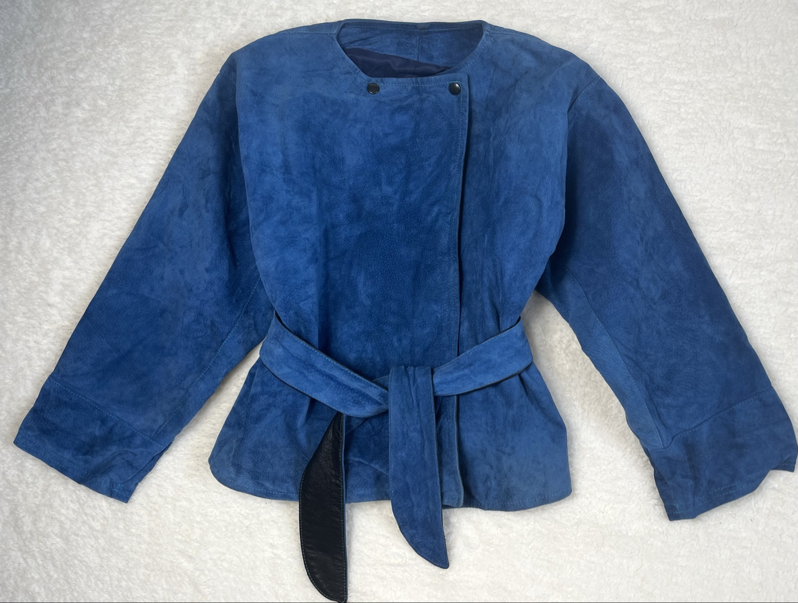 French vintage genuine leather Jacket Suede Belted