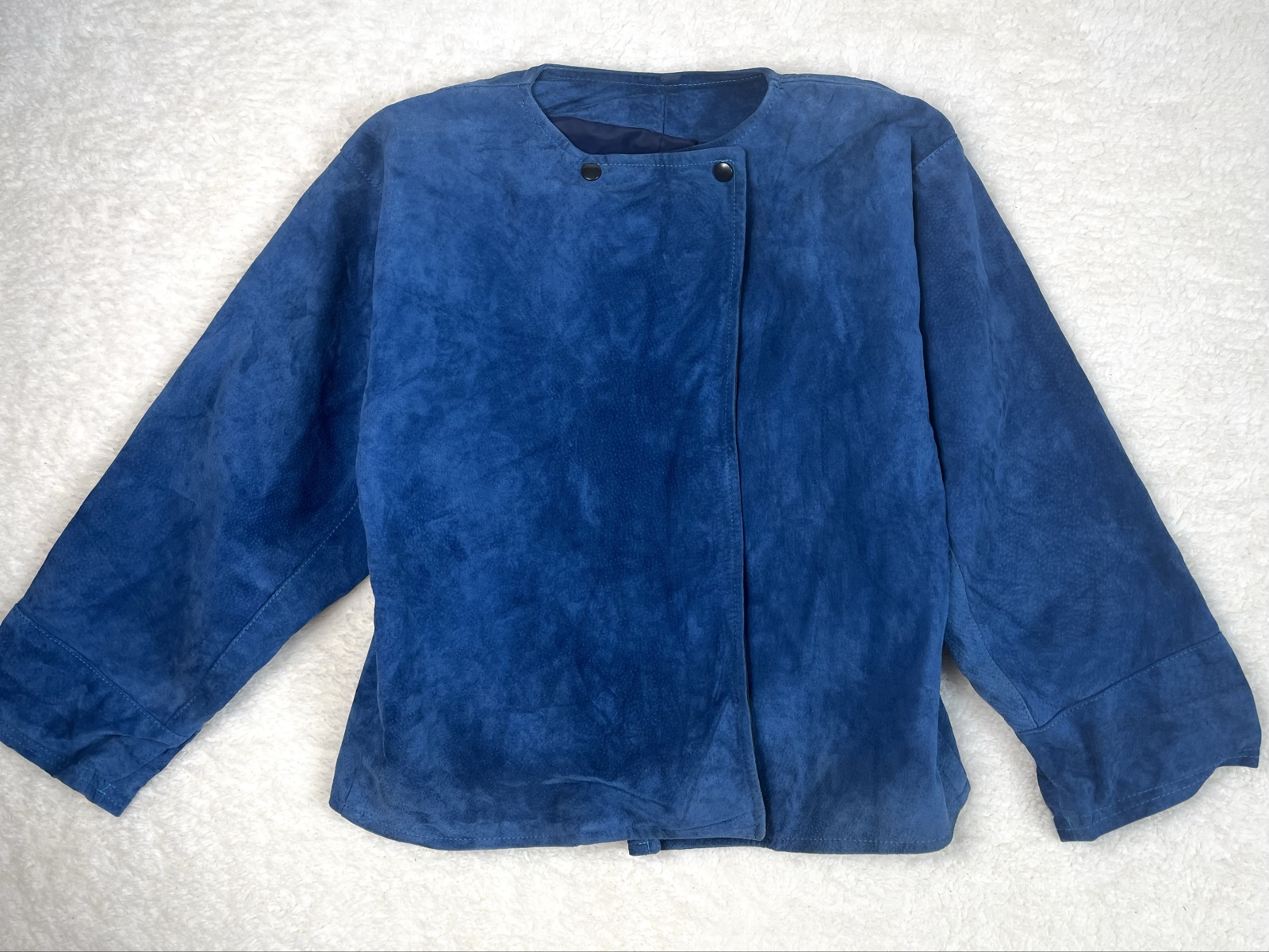 French vintage genuine leather Jacket Suede Belted image 3