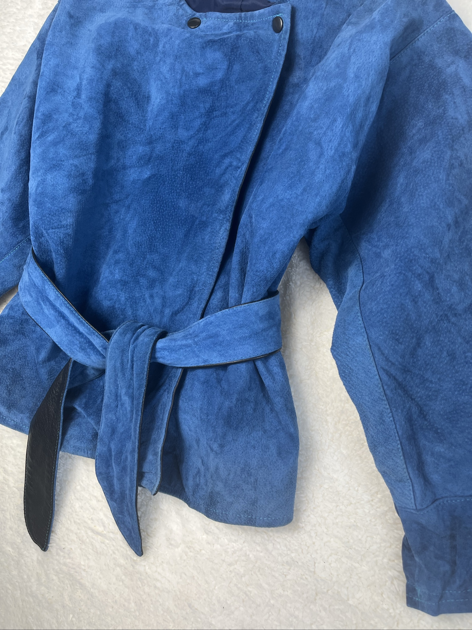 French vintage genuine leather Jacket Suede Belted image 6