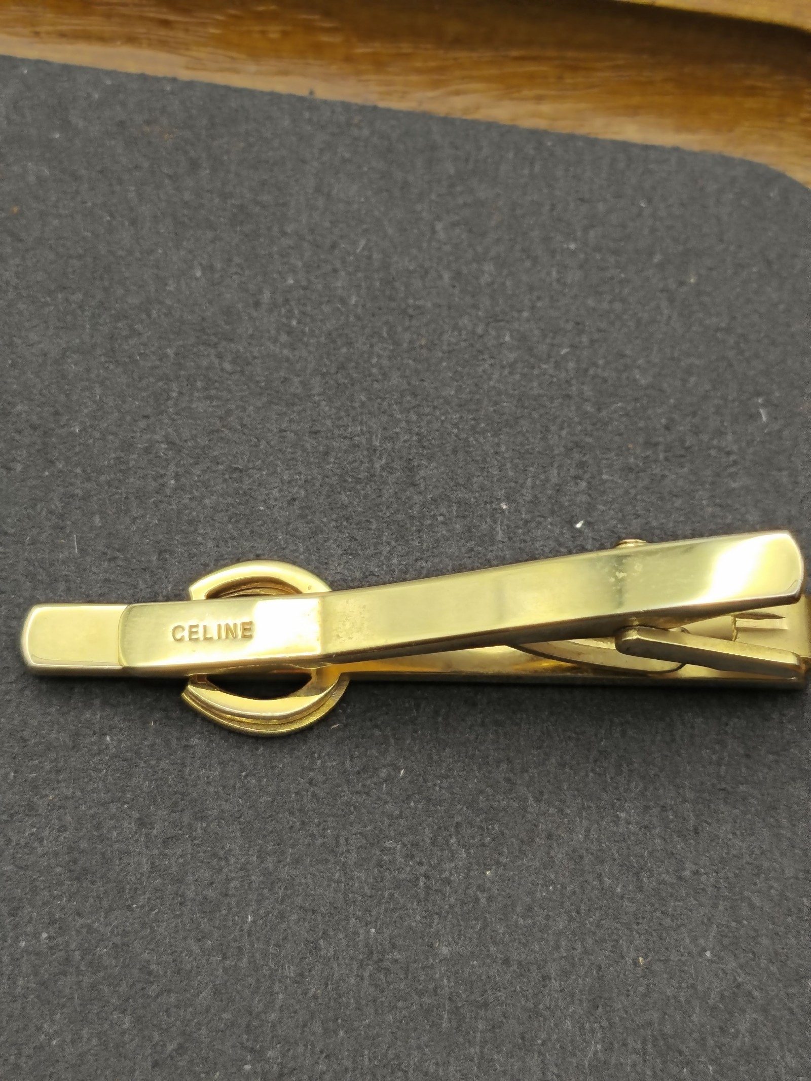 Celine Gold Tone Horseshoe Logo Tie Clip Men Other image 3