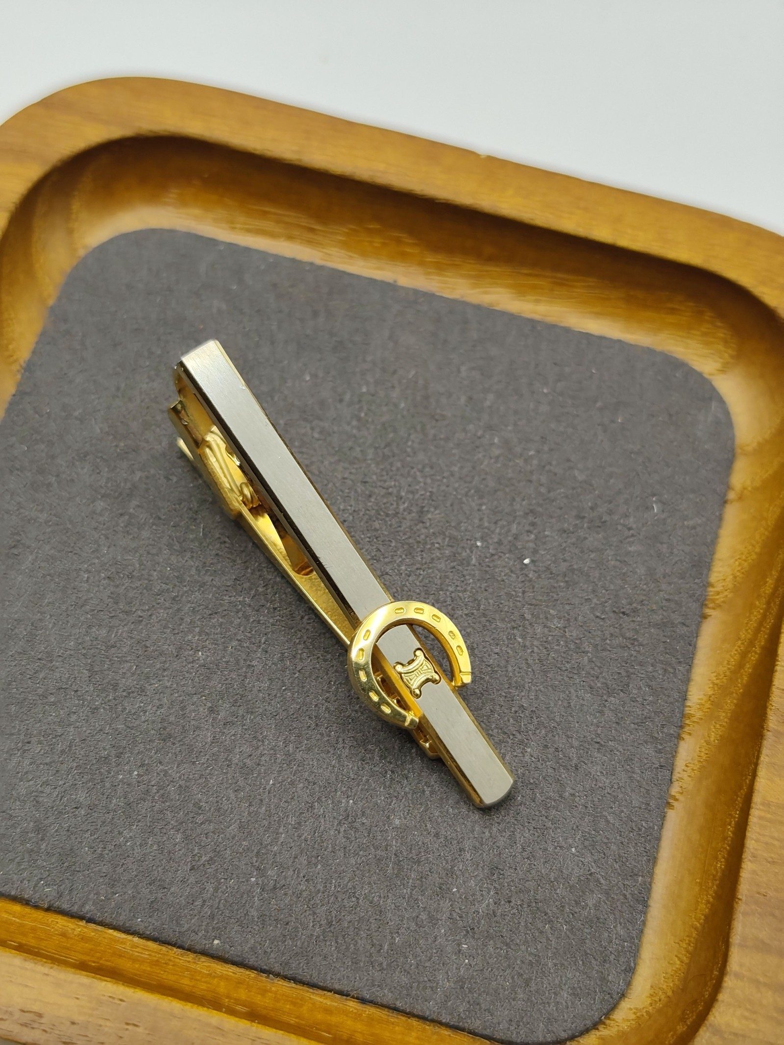 Celine Gold Tone Horseshoe Logo Tie Clip Men Other image 5