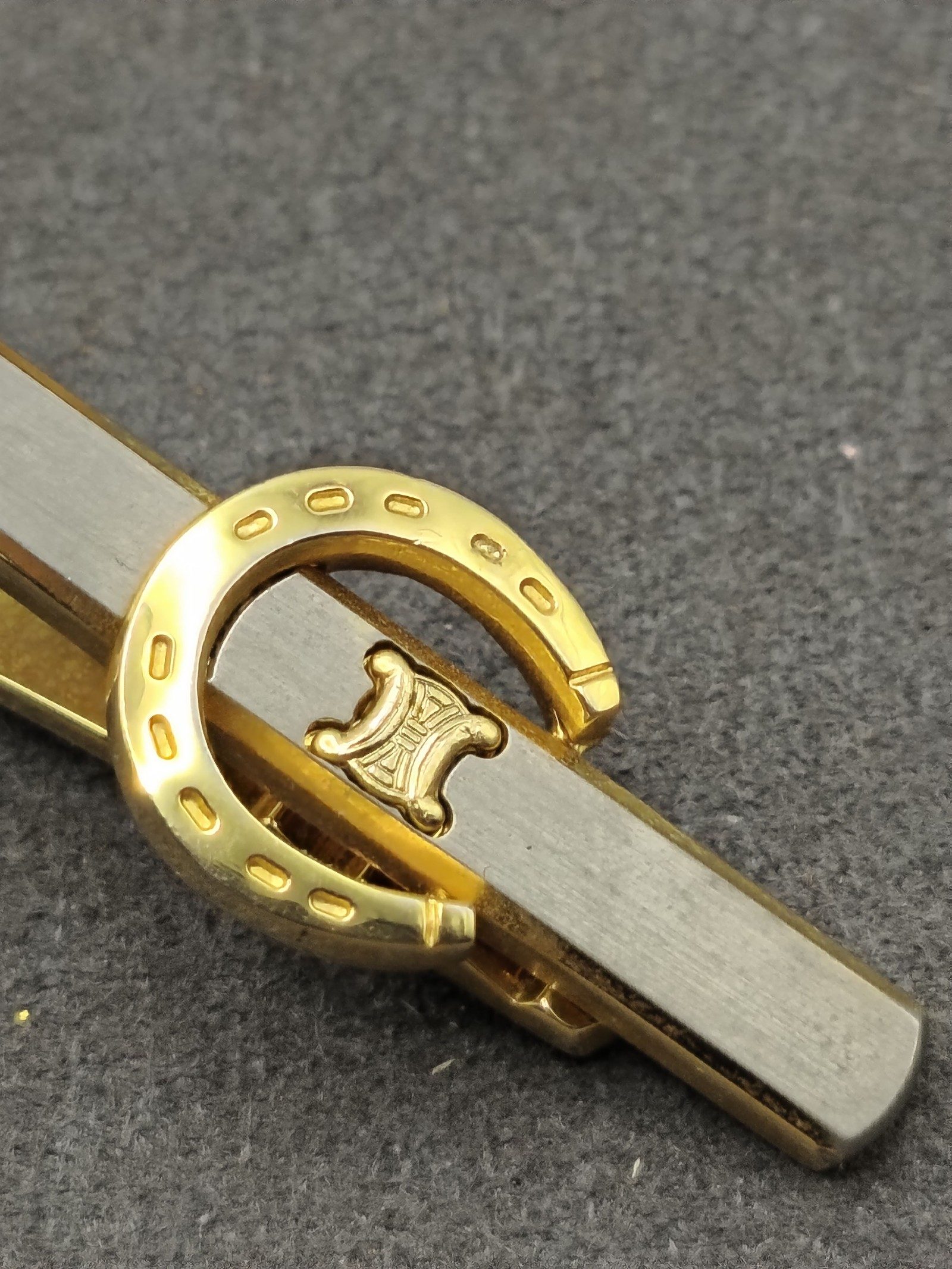 Celine Gold Tone Horseshoe Logo Tie Clip Men Other image 9
