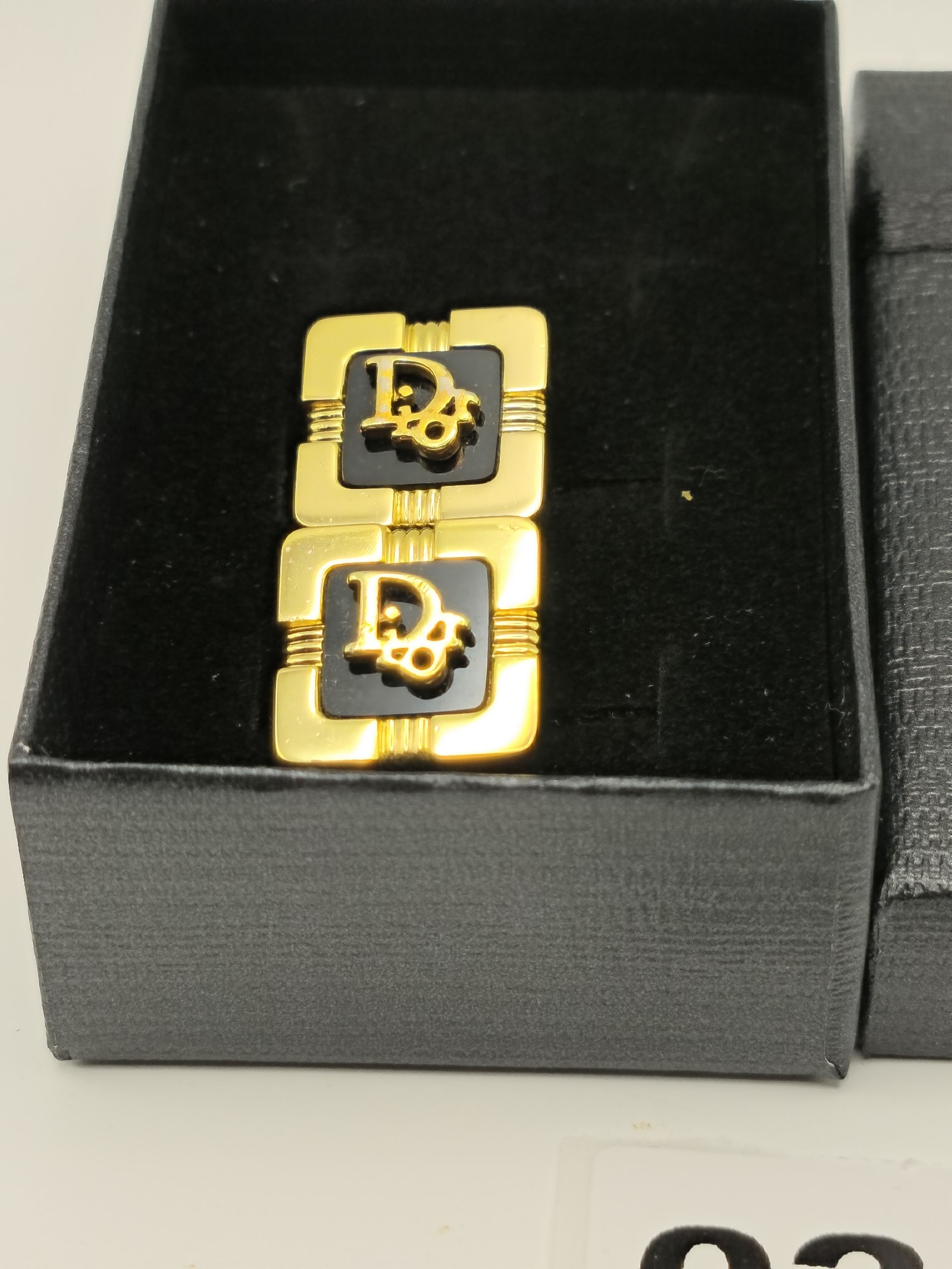 Dior Gold & Black Logo Square Cufflinks Men's image 2