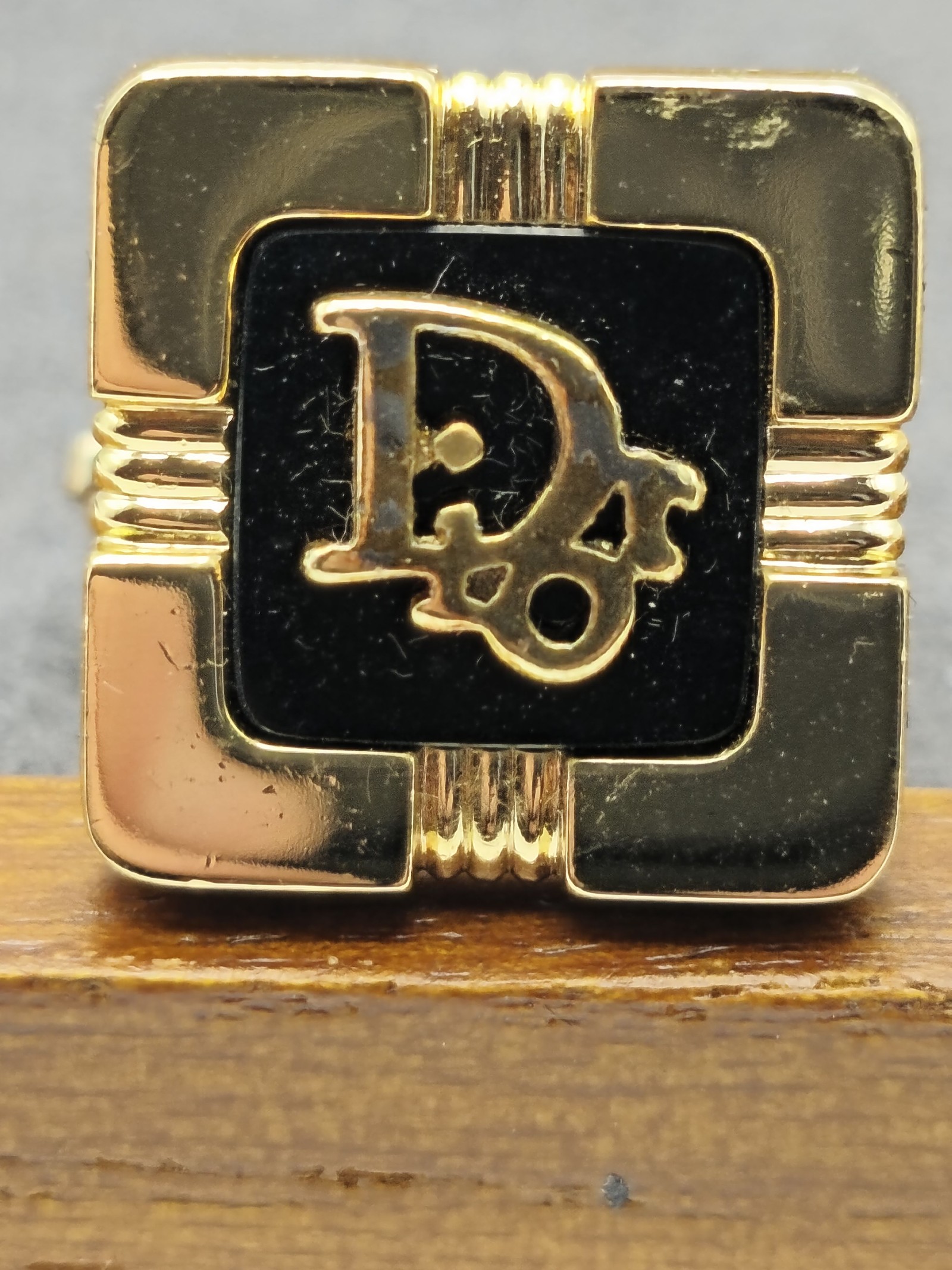 Dior Gold & Black Logo Square Cufflinks Men's image 5