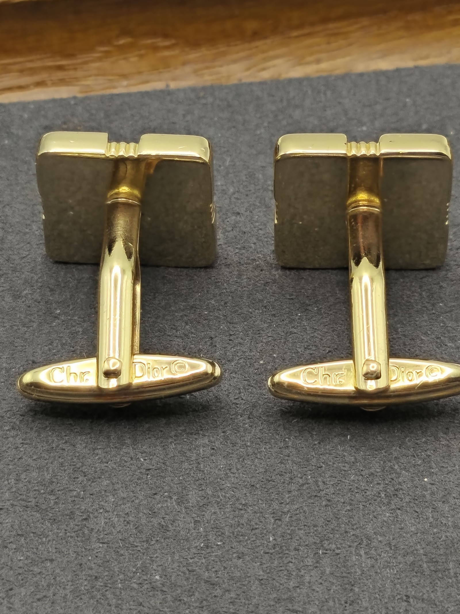 Dior Gold & Black Logo Square Cufflinks Men's image 6
