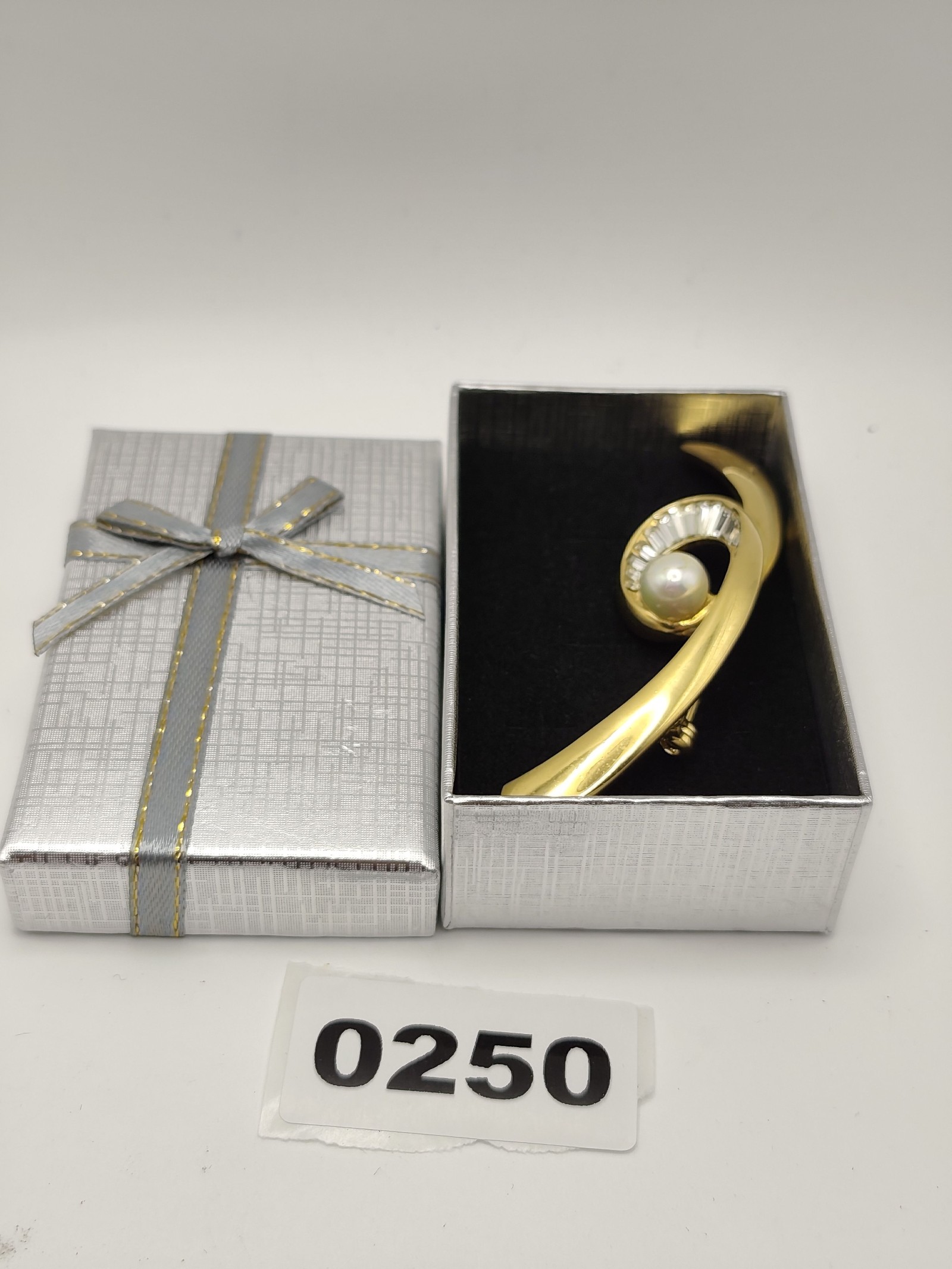 Balmain Gold Tone Pearl & Crystal Brooch