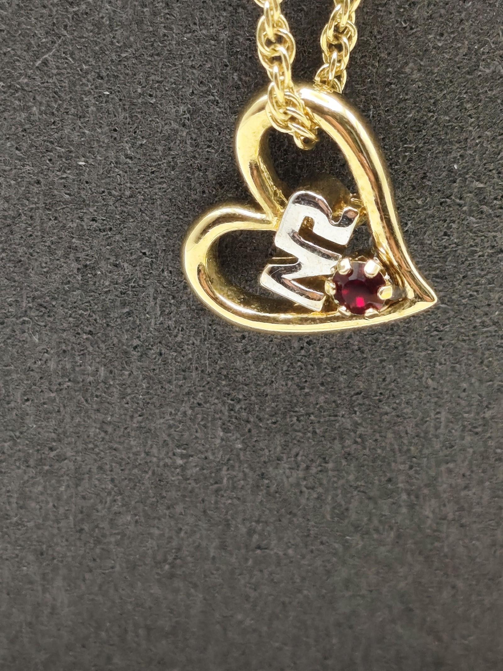 Nina Ricci Gold Plated Heart Pendant Necklace with Red Stone & NR Charm image 2
