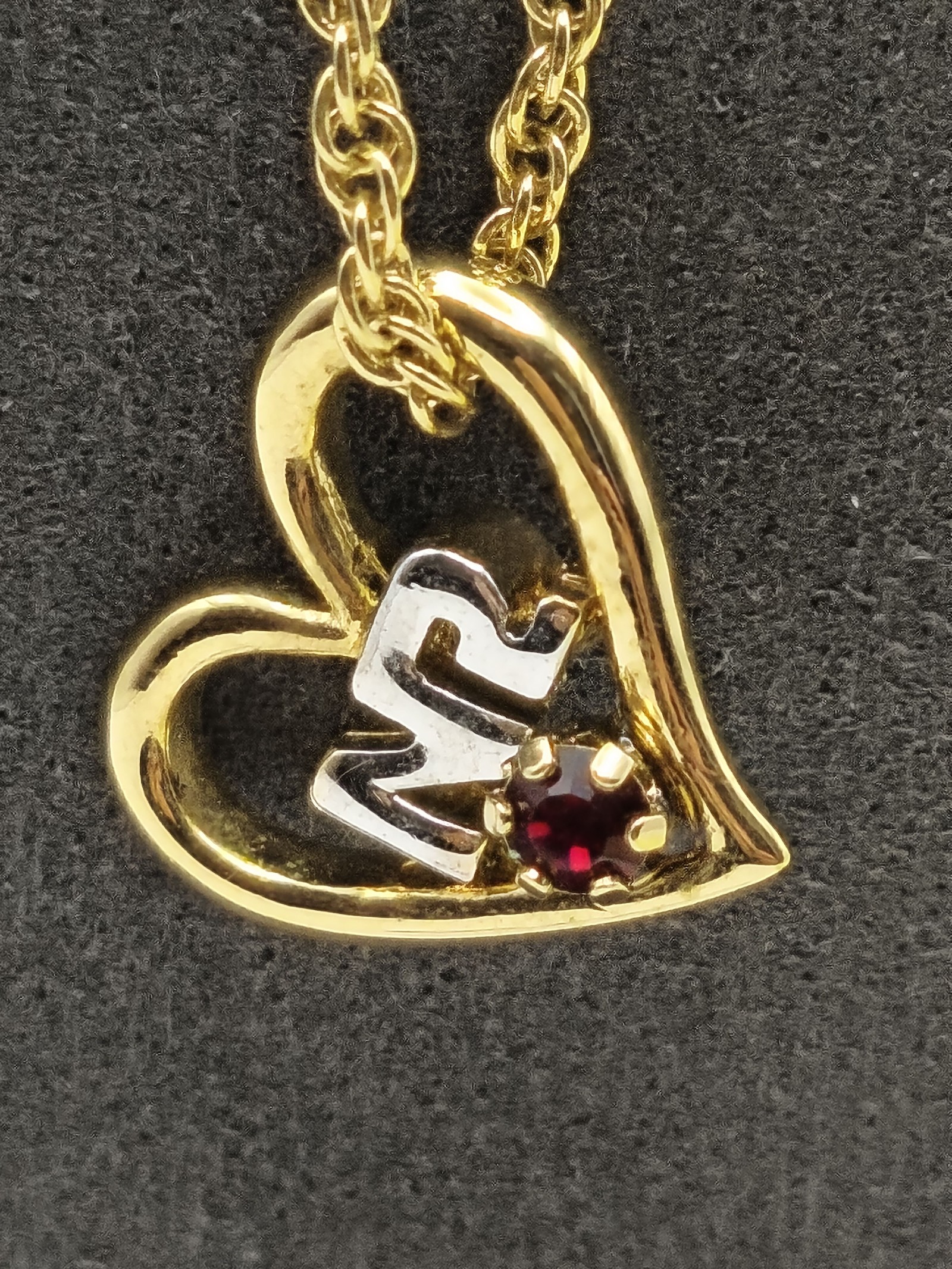 Nina Ricci Gold Plated Heart Pendant Necklace with Red Stone & NR Charm image 4