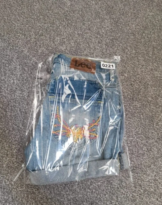 Lee Light Blue Denim Shorts Embroidered Pockets 27" image 2