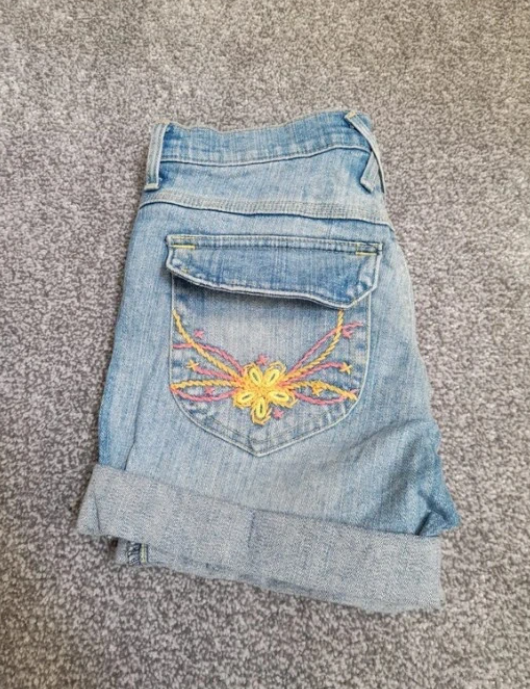 Lee Light Blue Denim Shorts Embroidered Pockets 27" image 6