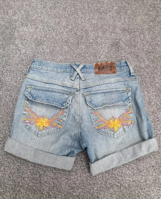 Lee Light Blue Denim Shorts Embroidered Pockets 27" image 8