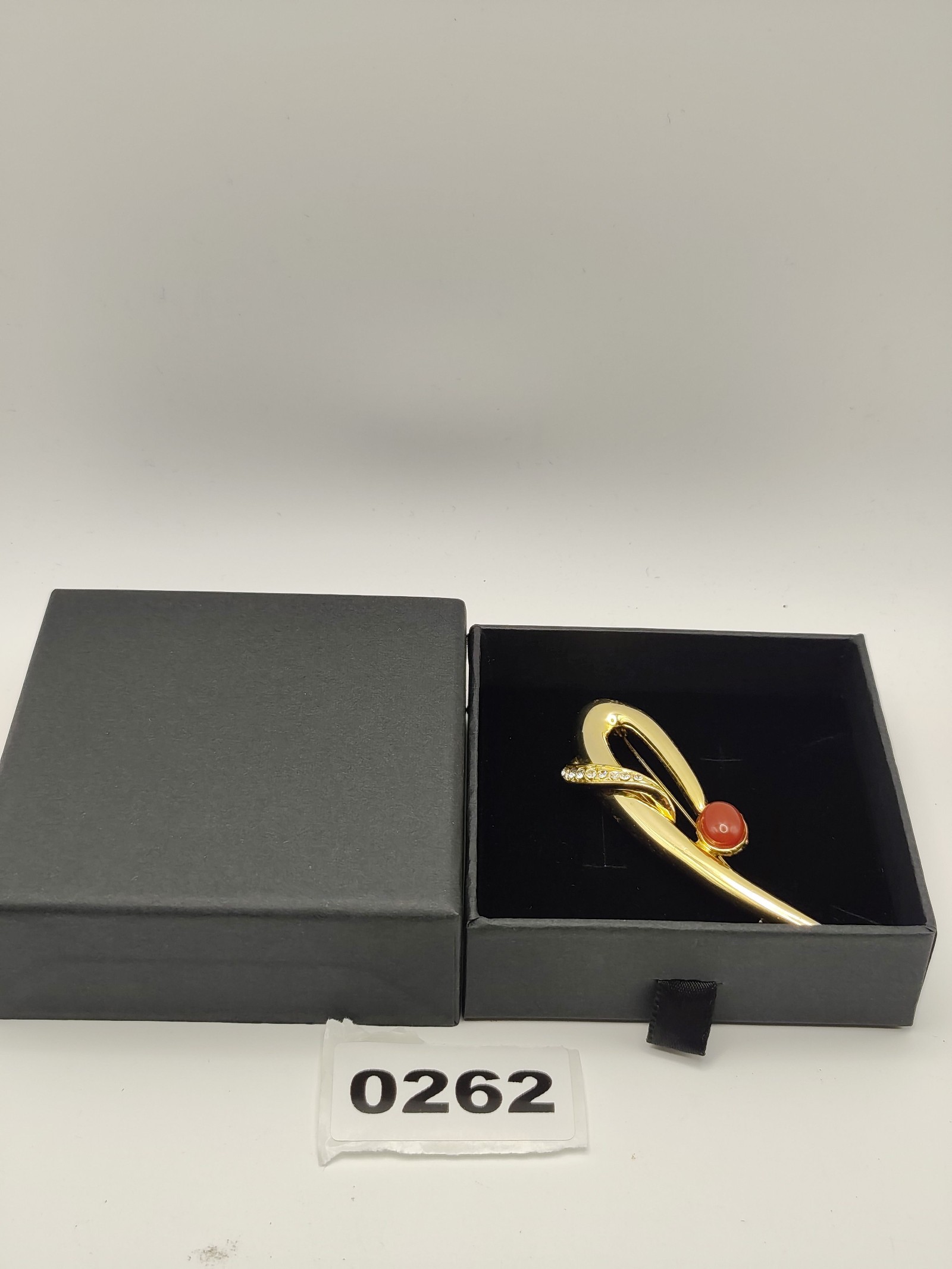 Vendome Women's Gold Tone & Coral Red Brooch One Size Rhinestone Accent