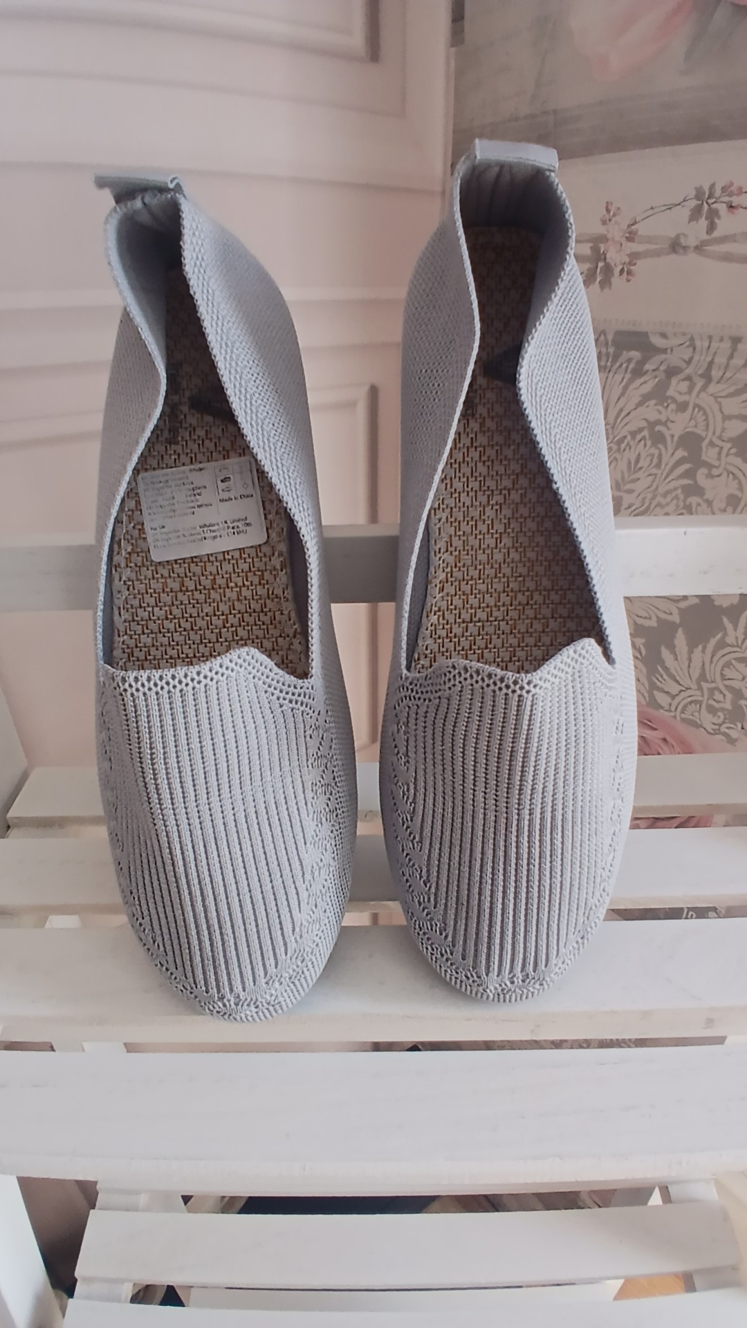 Light Grey Women's Slip On Knit Style Shoes UK 5 New no box image 5