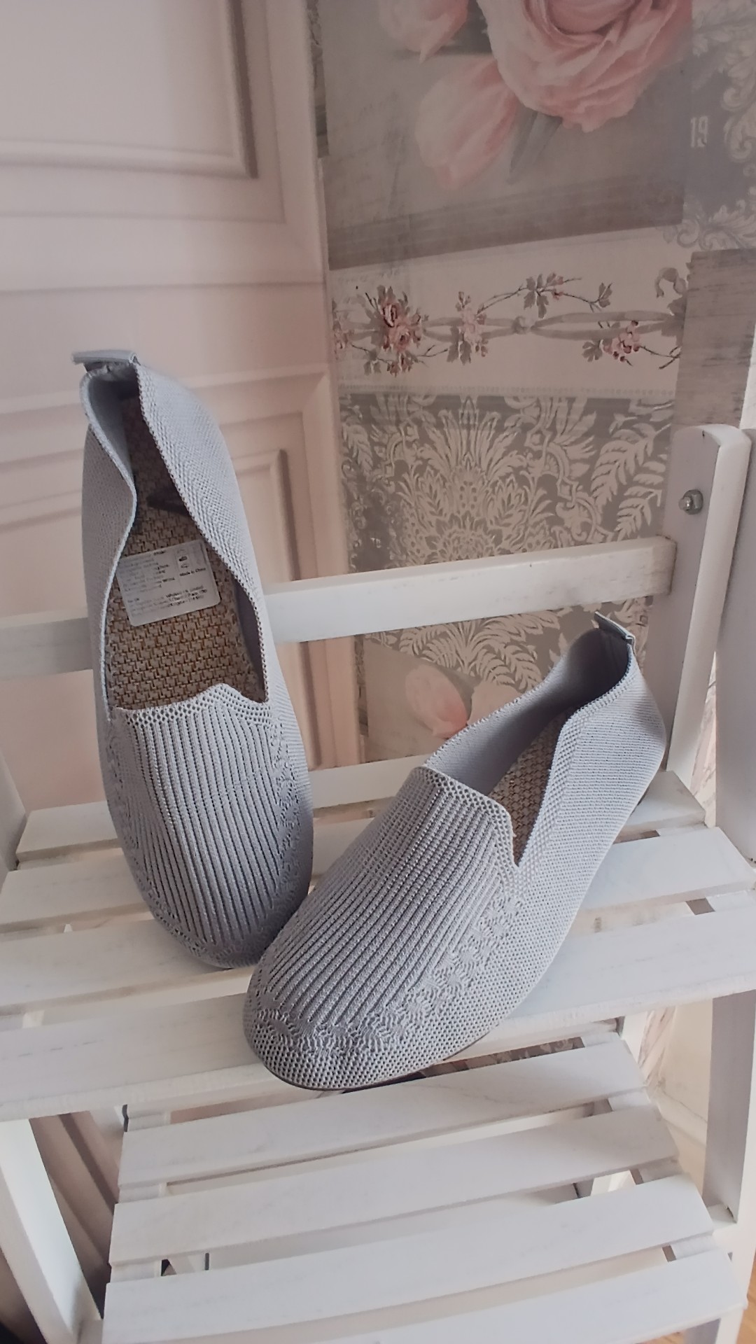 Light Grey Women's Slip On Knit Style Shoes UK 5 New no box