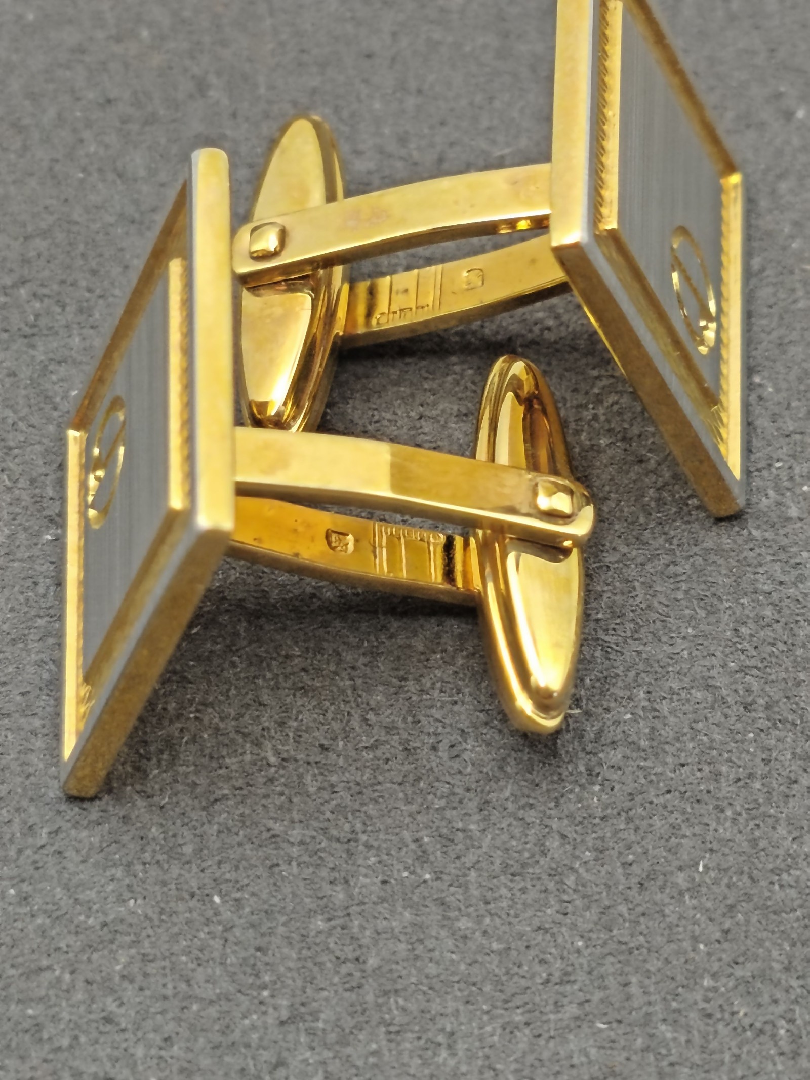 Dunhill Yellow & Silver Tone Square Cufflinks One Size image 7