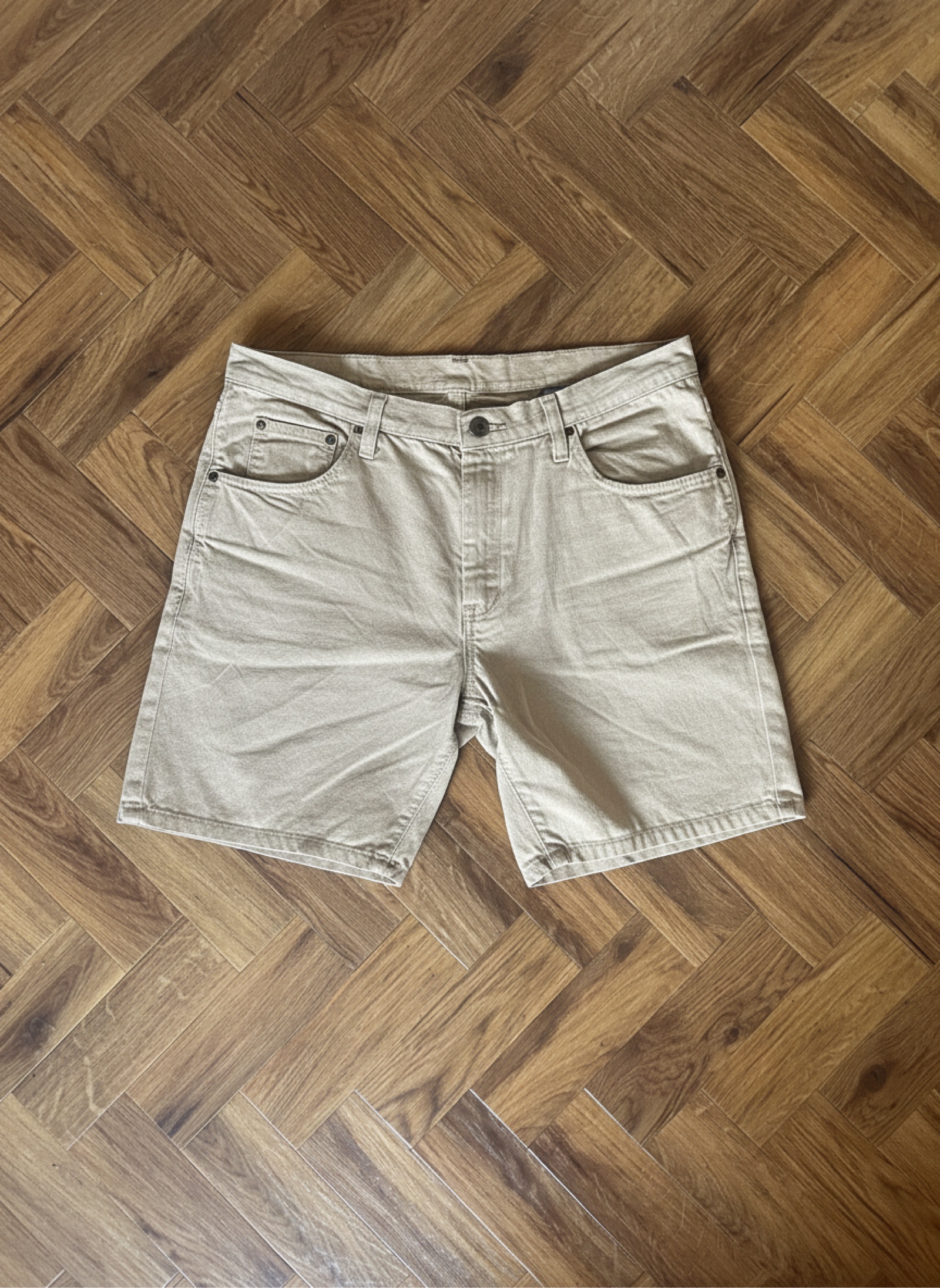 Wrangler Beige Cotton Denim Shorts 36 Waist