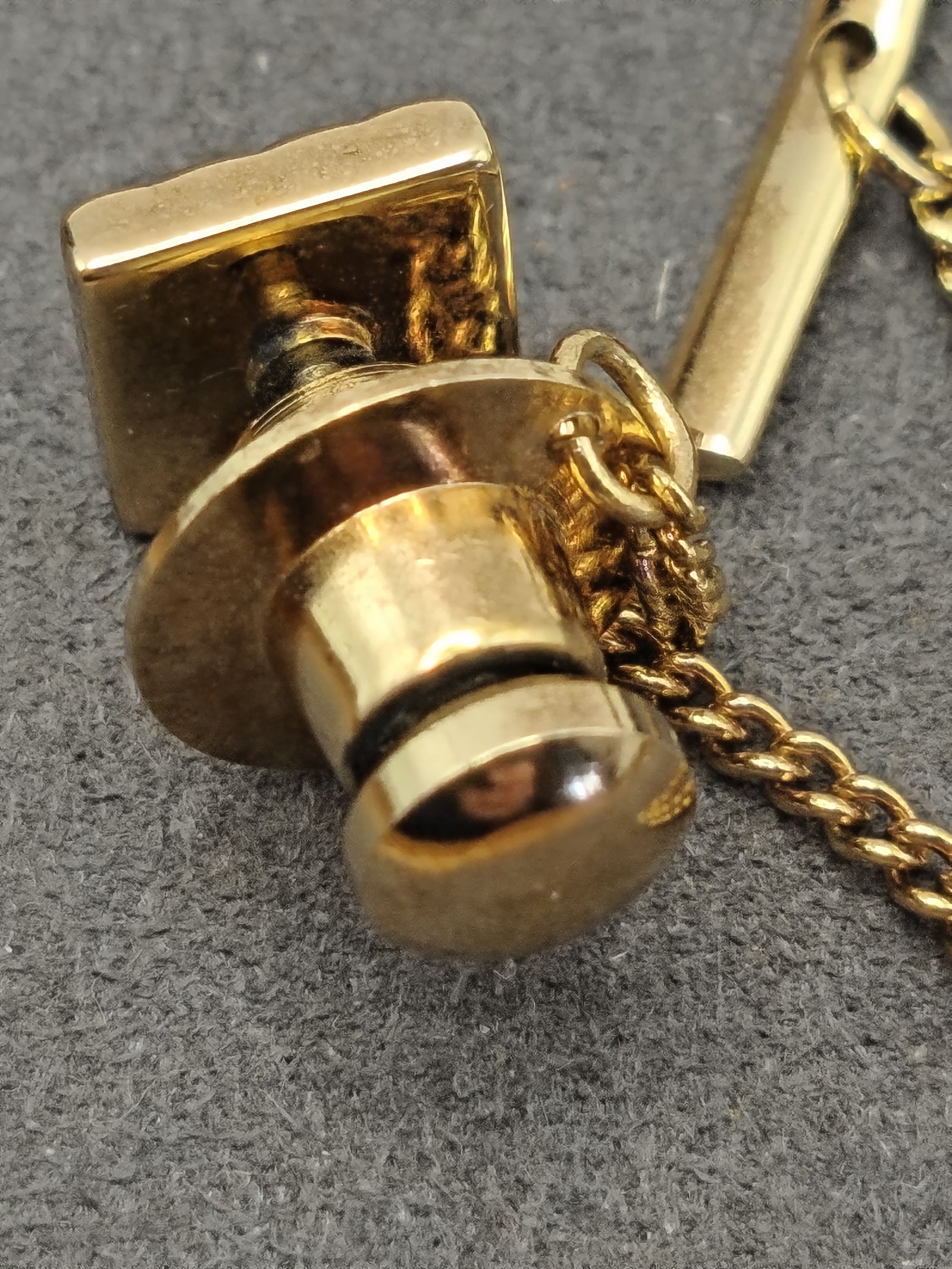 Christian Dior Men Gold Tone Square tie pin with Chain image 3