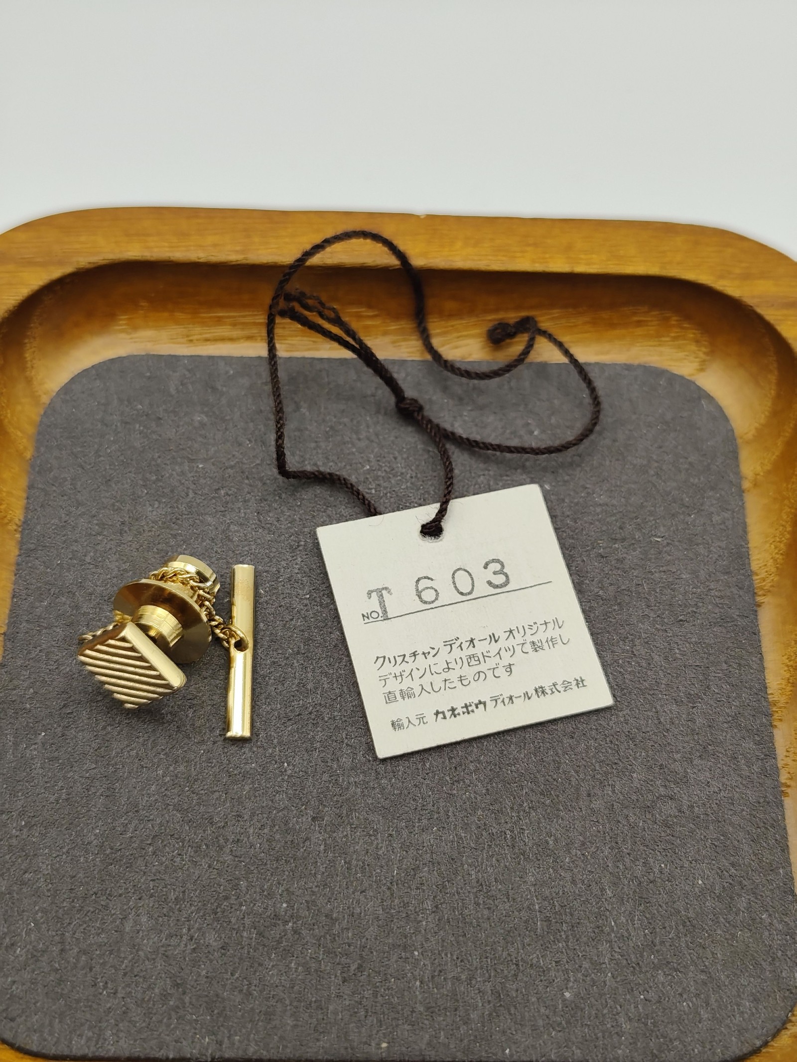 Christian Dior Men Gold Tone Square tie pin with Chain image 5
