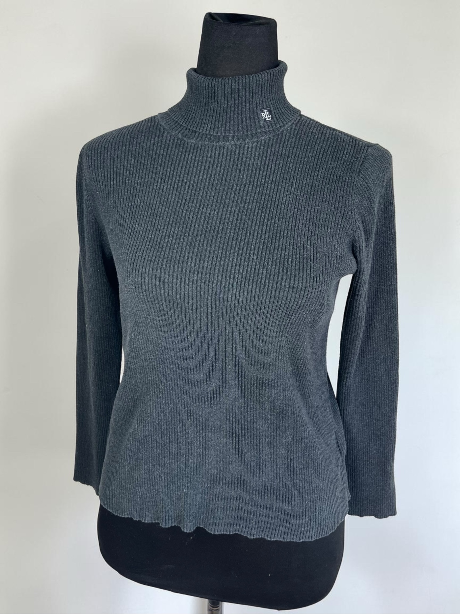 Ralph Lauren Women Grey Ribbed Turtle Neck Jumper M