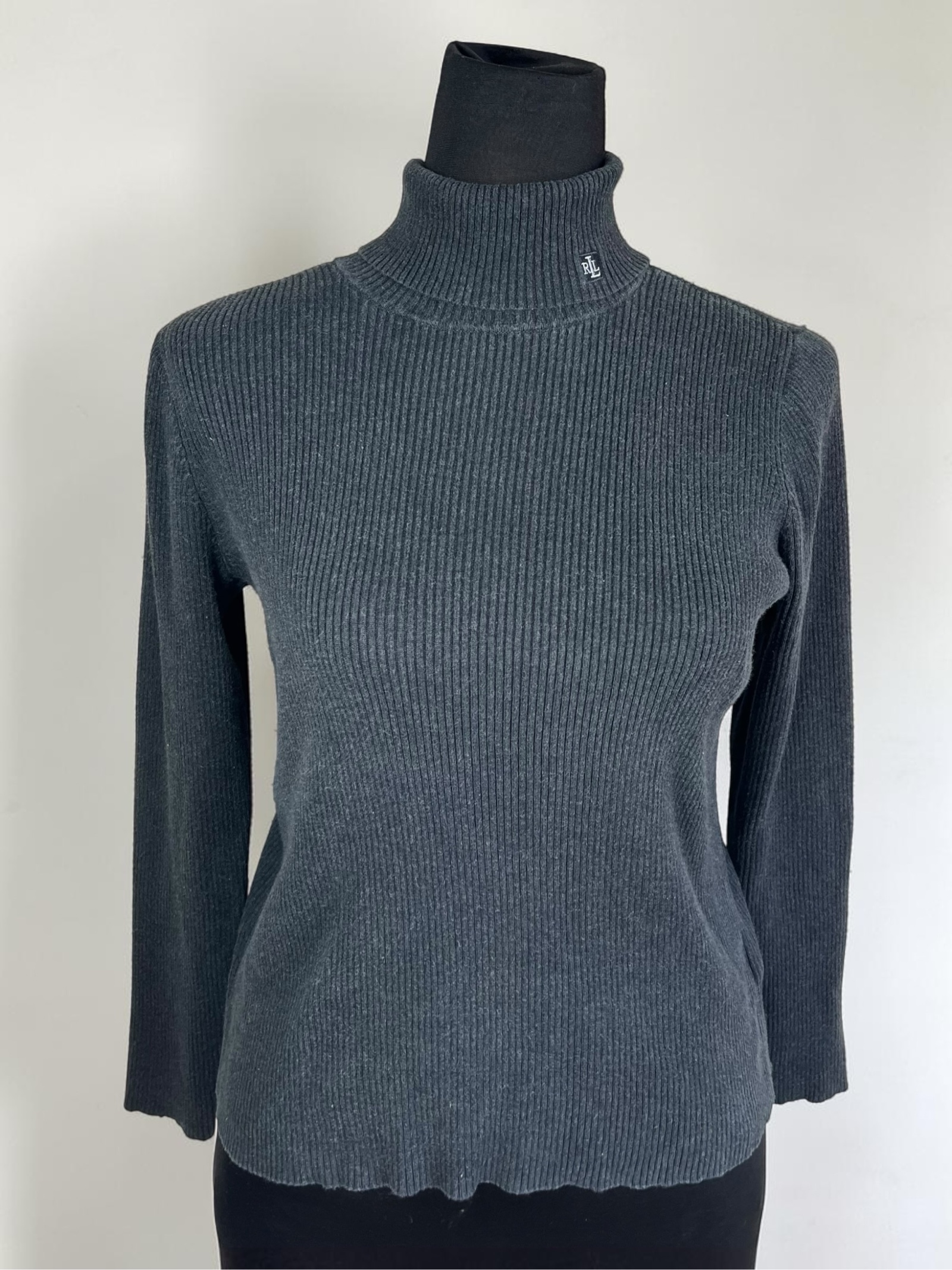 Ralph Lauren Women Grey Ribbed Turtle Neck Jumper M image 2
