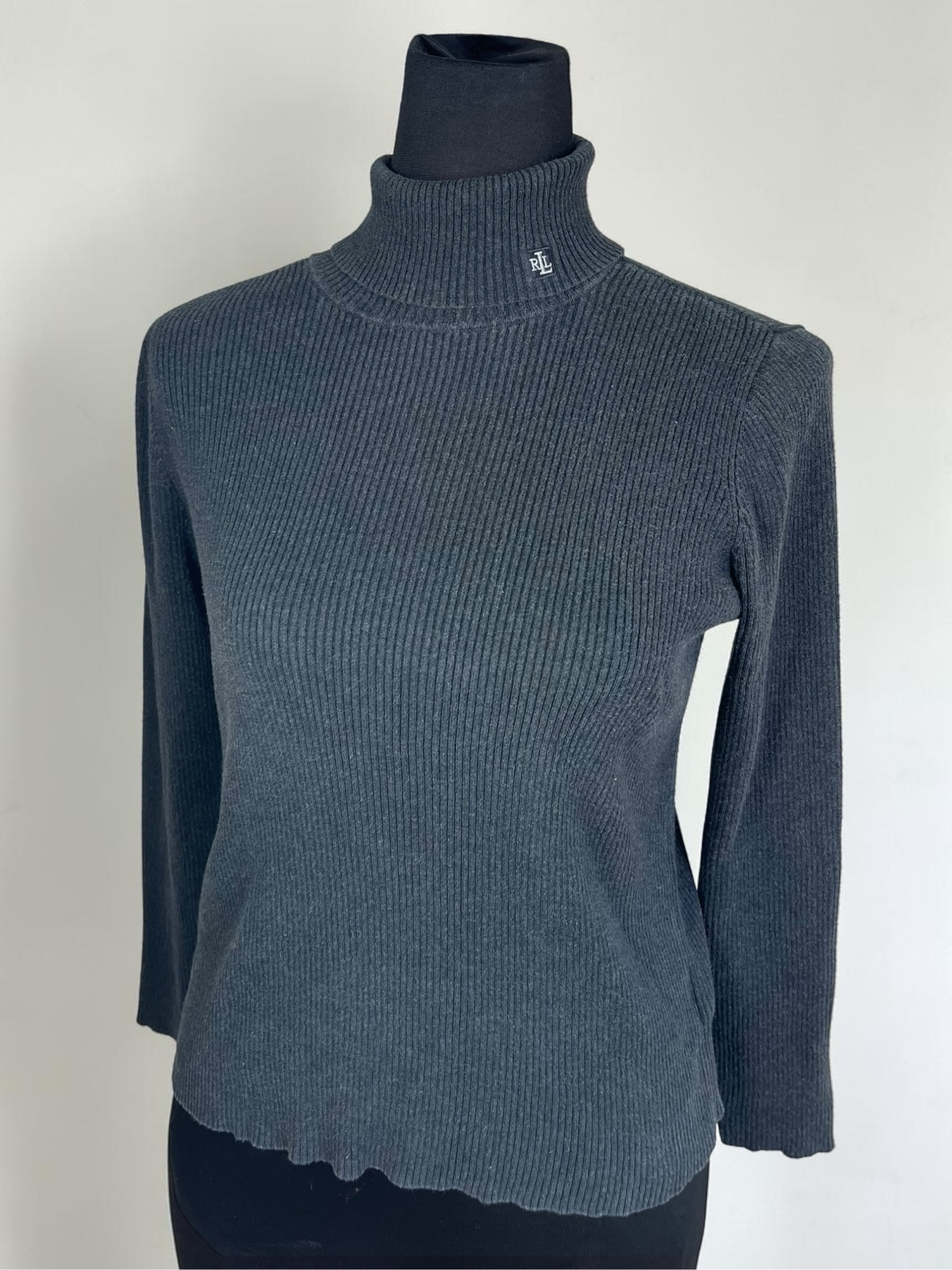Ralph Lauren Women Grey Ribbed Turtle Neck Jumper M image 3